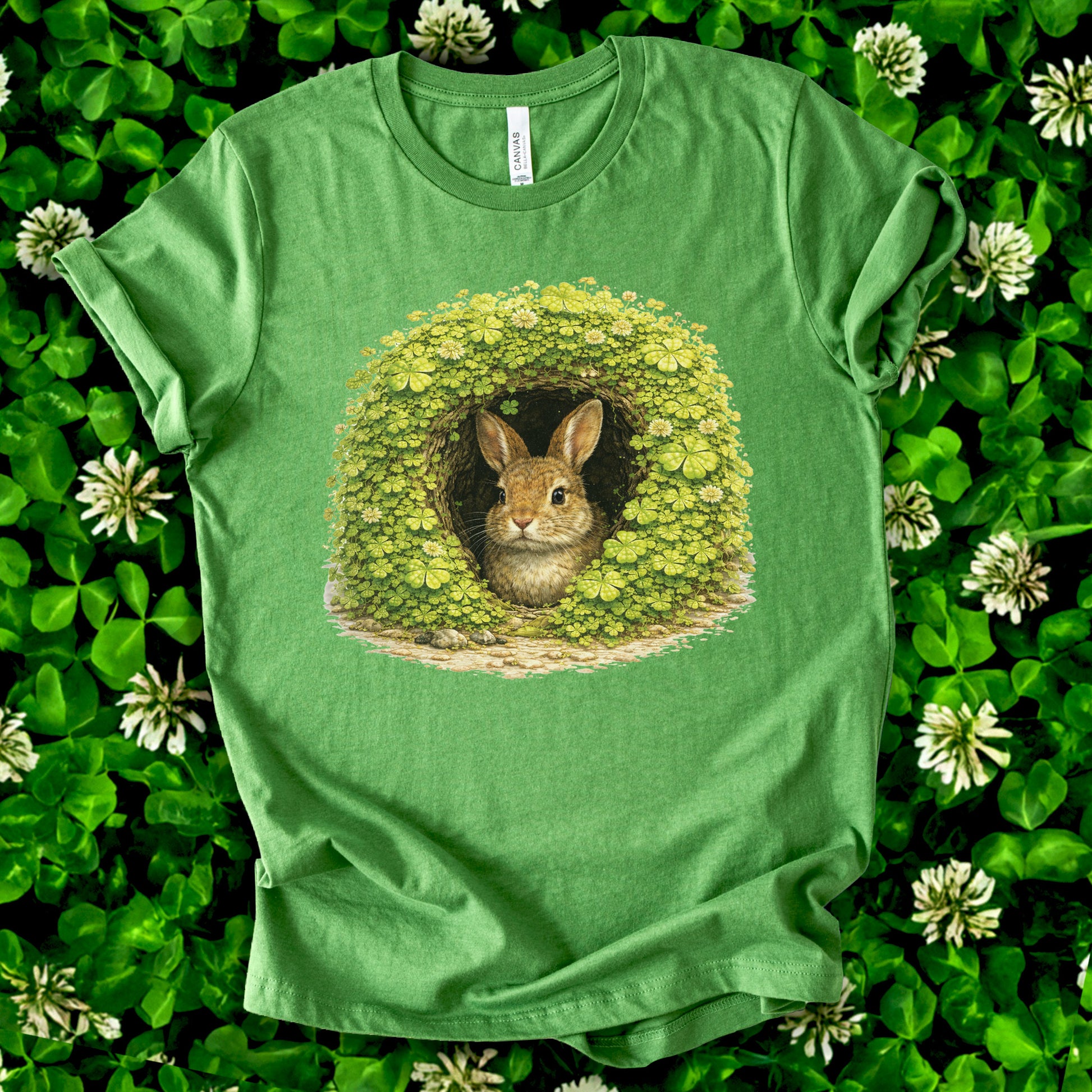 Emerald Bunny T-Shirt – Lucky Clover Burrow for St. Patrick’s Day