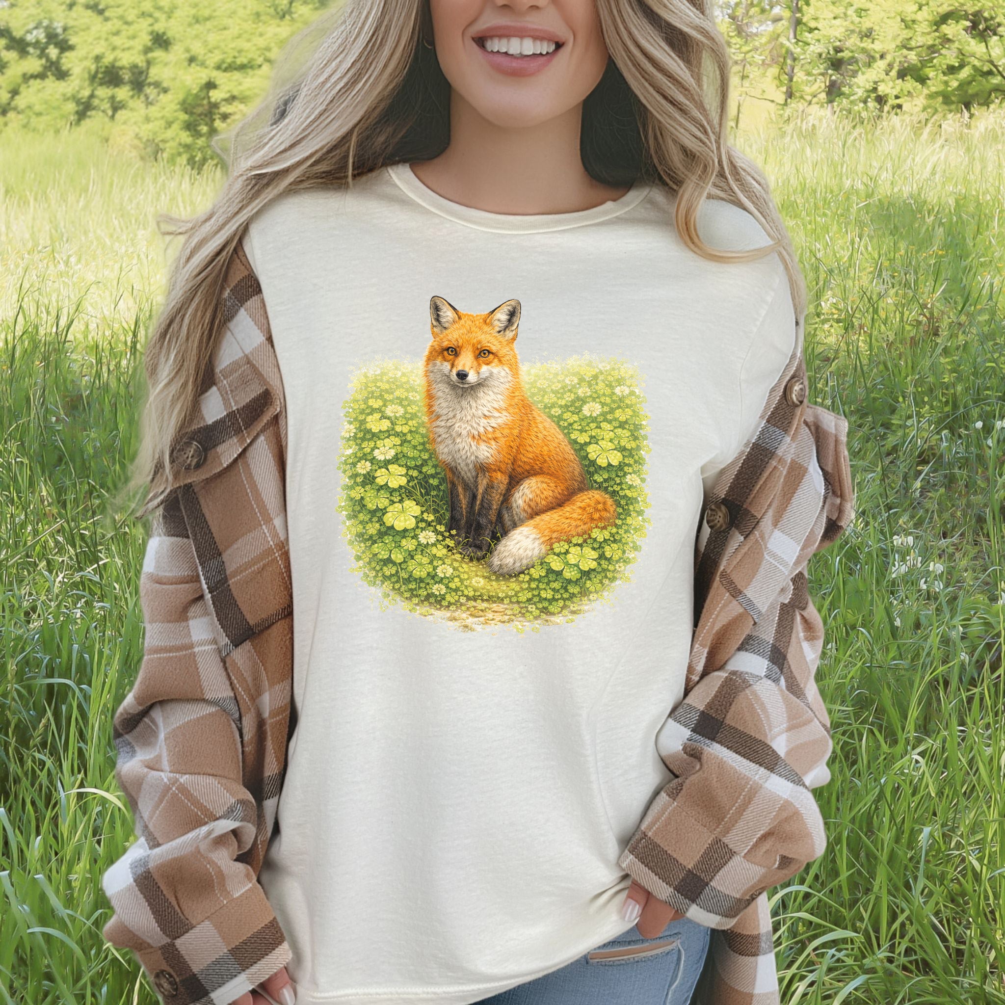 Emerald Fox T-Shirt – Lucky Clover Forest Fox for St. Patrick’s Day