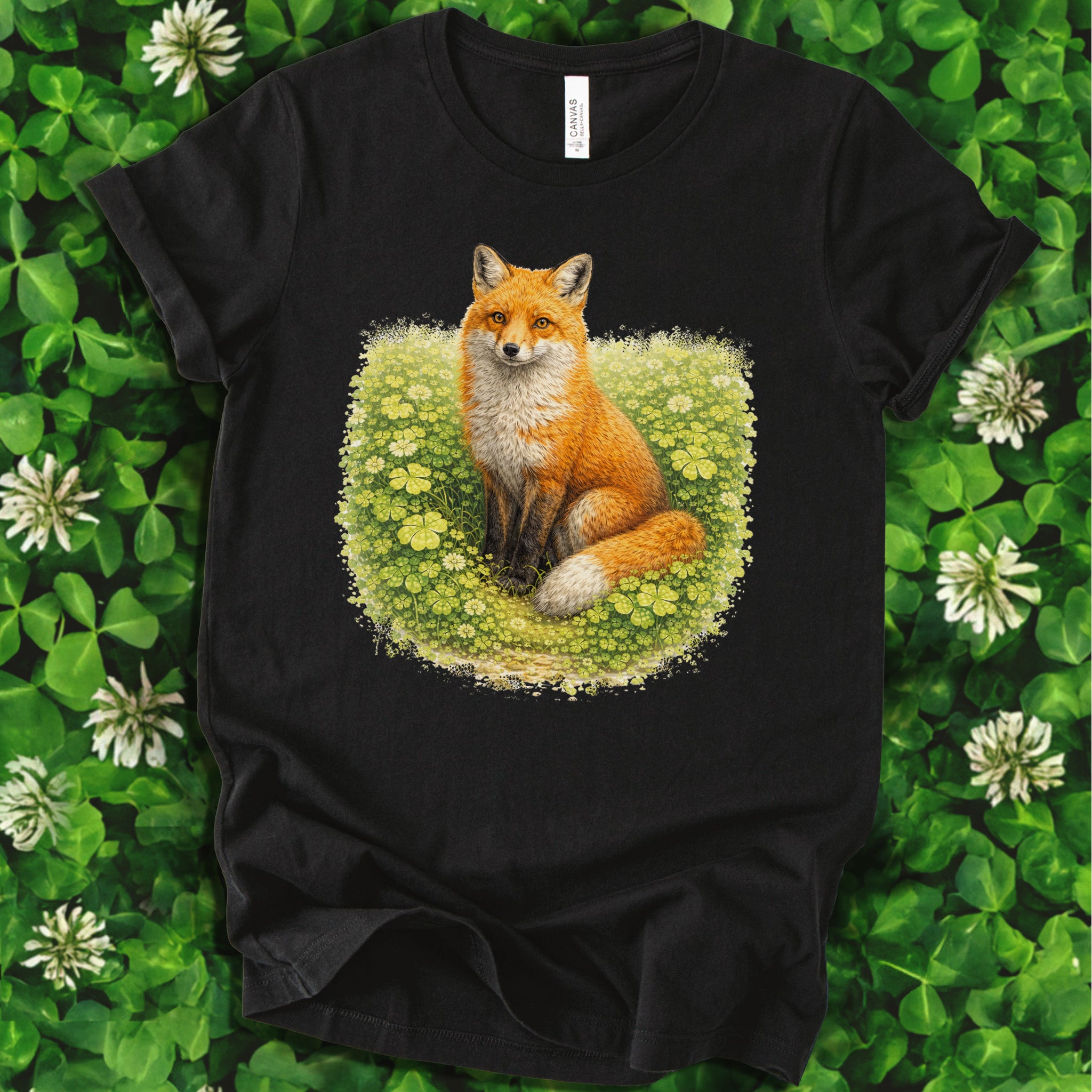 Emerald Fox T-Shirt – Lucky Clover Forest Fox for St. Patrick’s Day