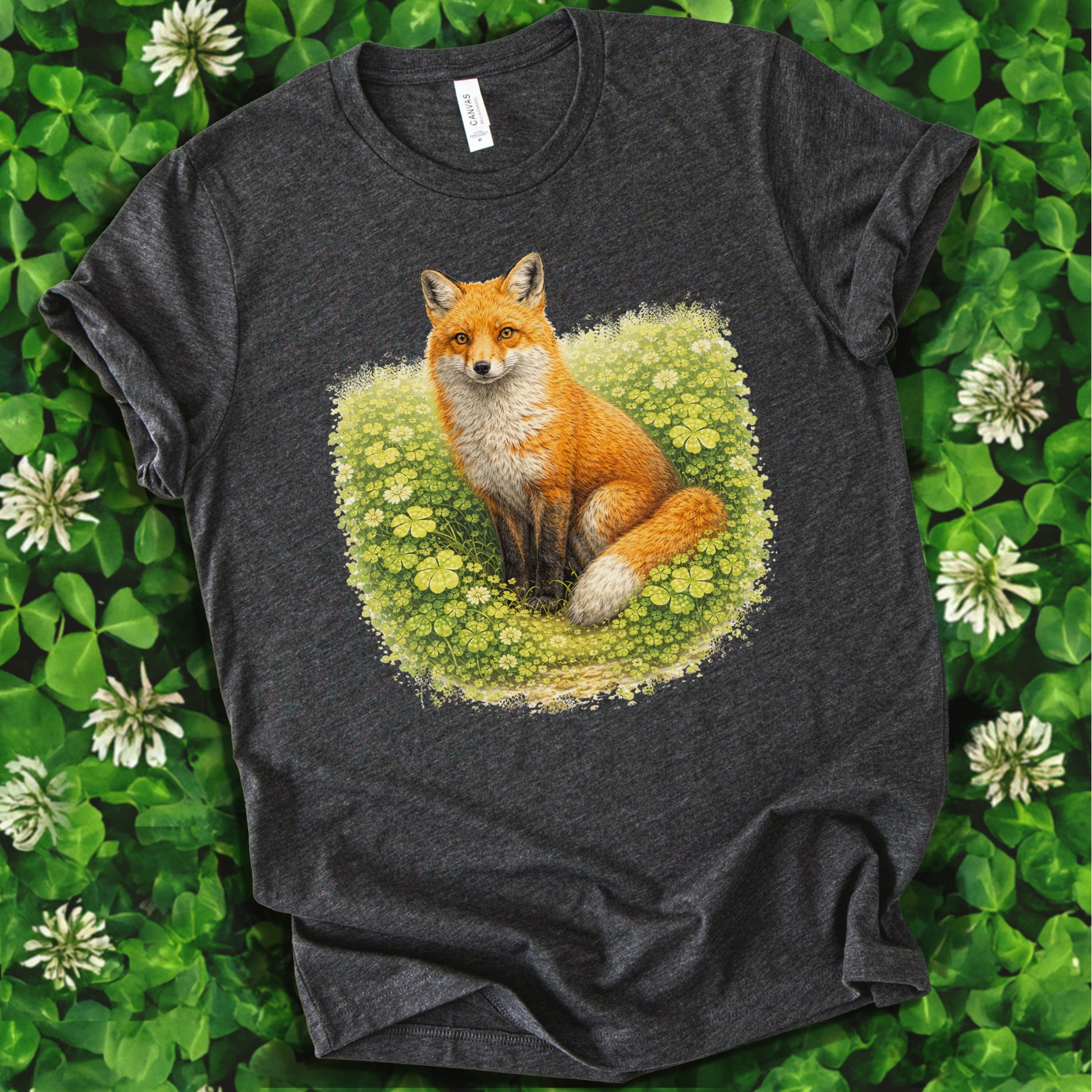 Emerald Fox T-Shirt – Lucky Clover Forest Fox for St. Patrick’s Day