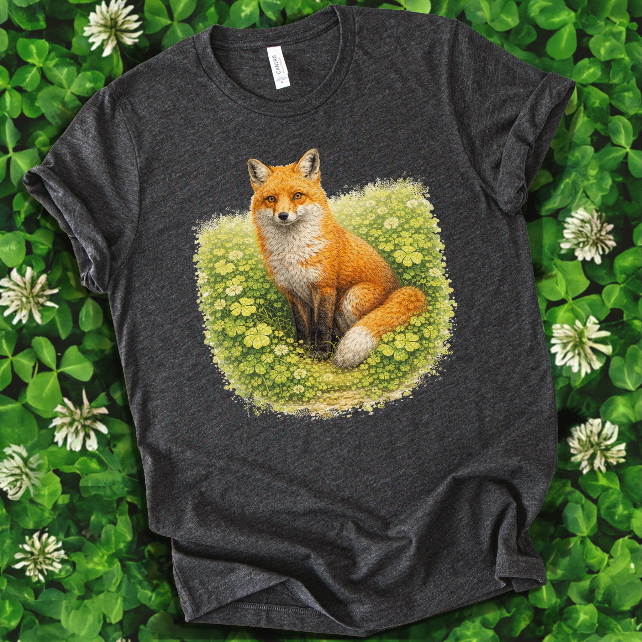 Emerald Fox T-Shirt – Lucky Clover Forest Fox for St. Patrick’s Day