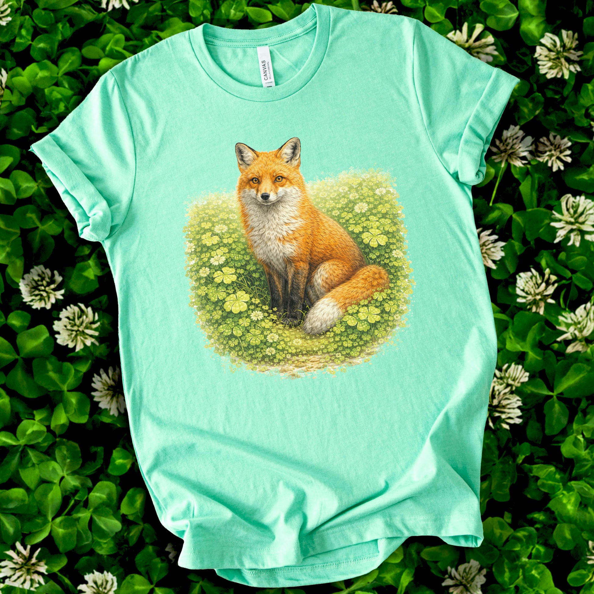 Emerald Fox T-Shirt – Lucky Clover Forest Fox for St. Patrick’s Day