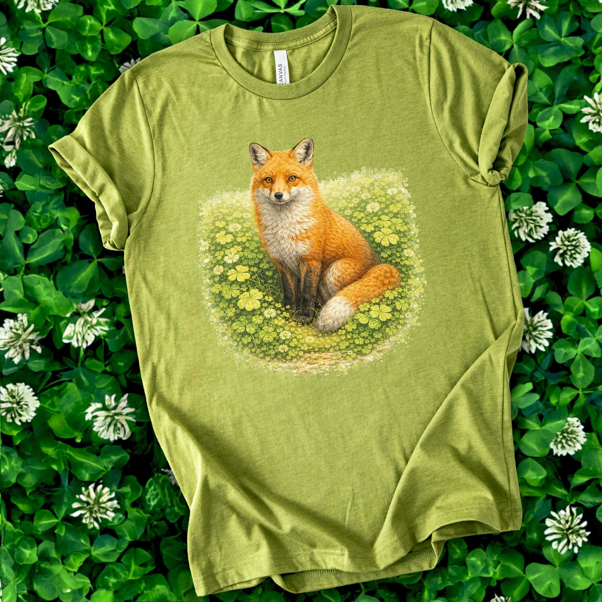 Emerald Fox T-Shirt – Lucky Clover Forest Fox for St. Patrick’s Day