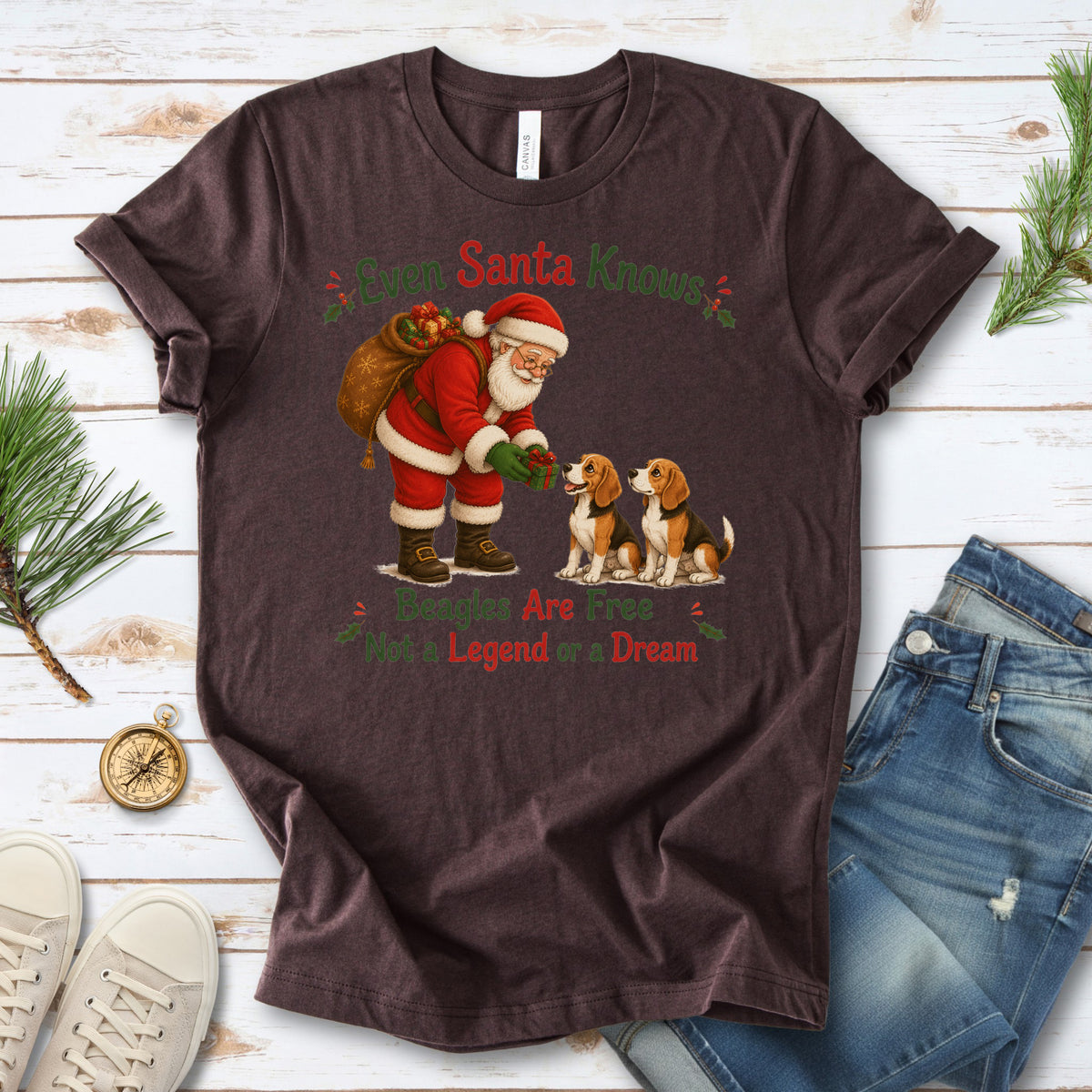 Even Santa Knows Beagles Are Free Christmas Beagle Animal Rights T-Shirt