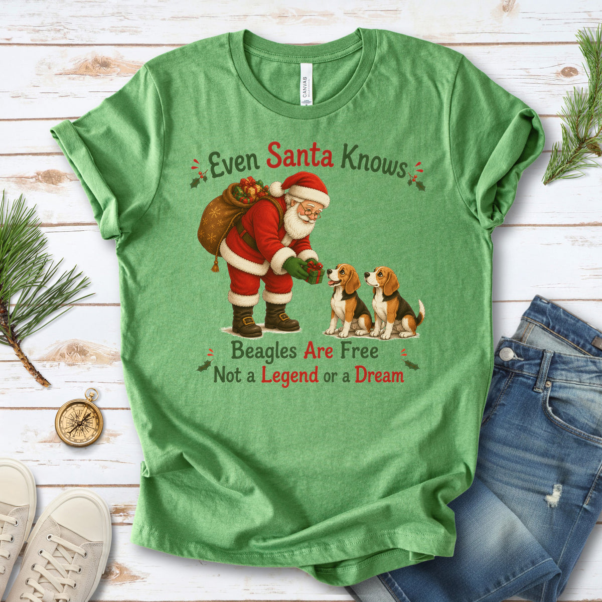 Even Santa Knows Beagles Are Free Christmas Beagle Animal Rights T-Shirt