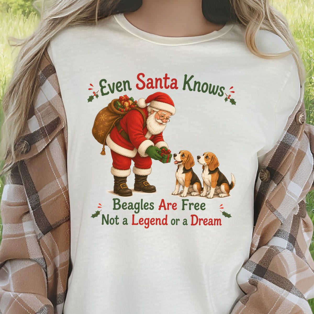 Even Santa Knows Beagles Are Free Christmas Beagle Animal Rights T-Shirt