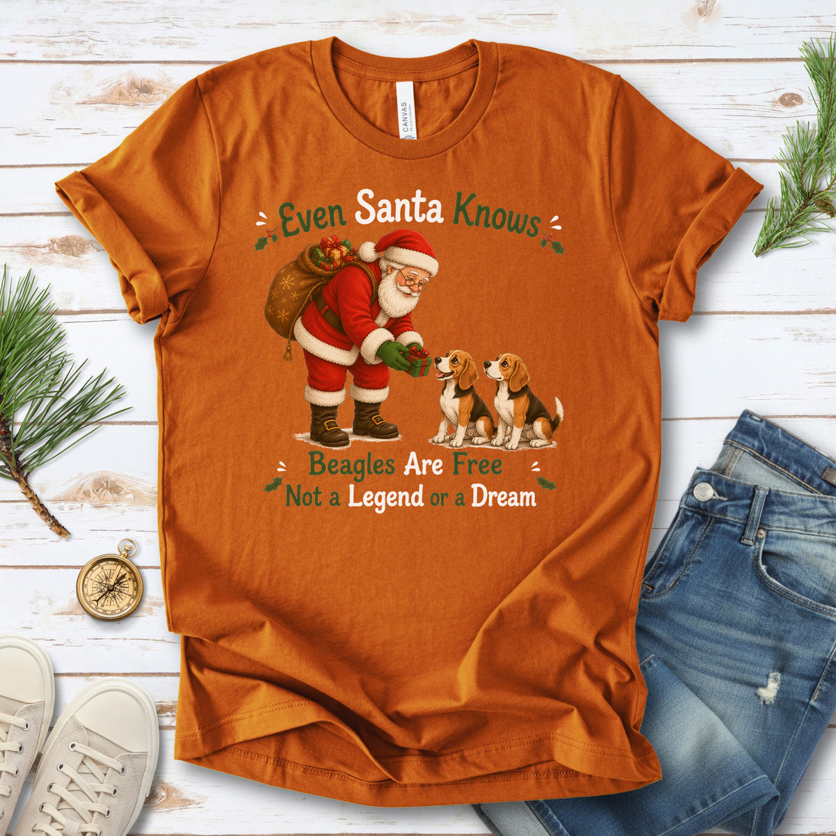 Even Santa Knows Beagles Are Free Christmas Beagle Animal Rights T-Shirt