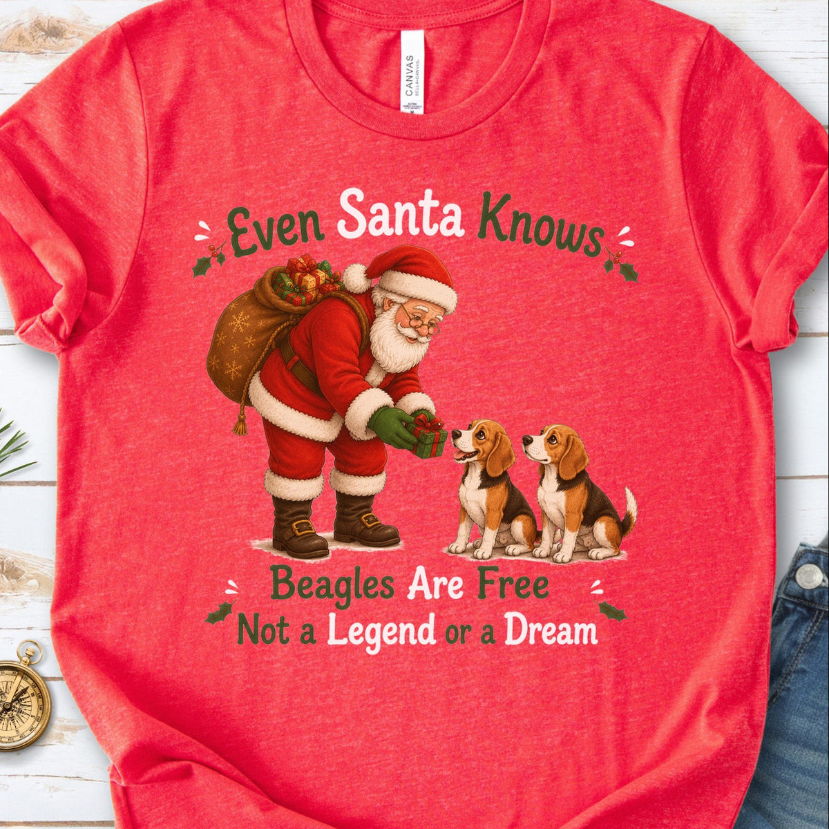 Even Santa Knows Beagles Are Free Christmas Beagle Animal Rights T-Shirt