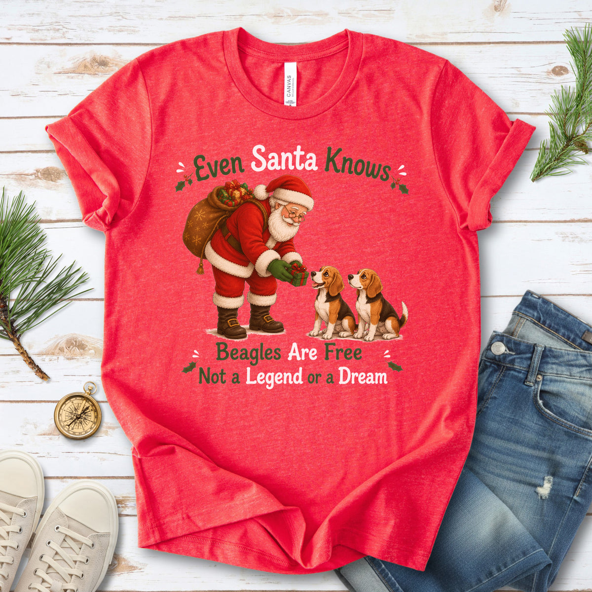 Even Santa Knows Beagles Are Free Christmas Beagle Animal Rights T-Shirt