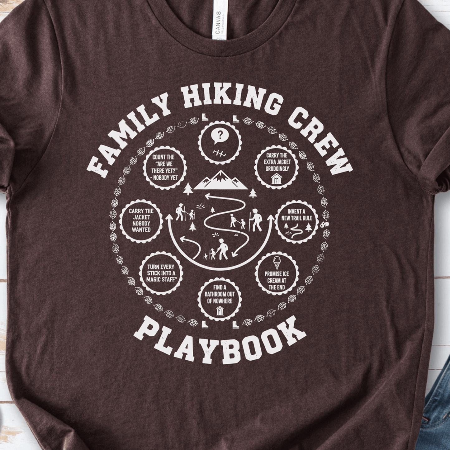 Family Hiking Crew Playbook T-Shirt – Fun Trail Adventure Family Tee