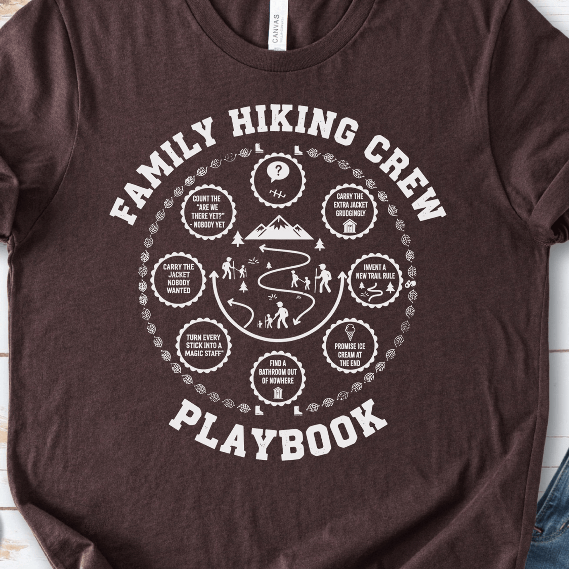 Family Hiking Crew Playbook T-Shirt – Fun Trail Adventure Family Tee
