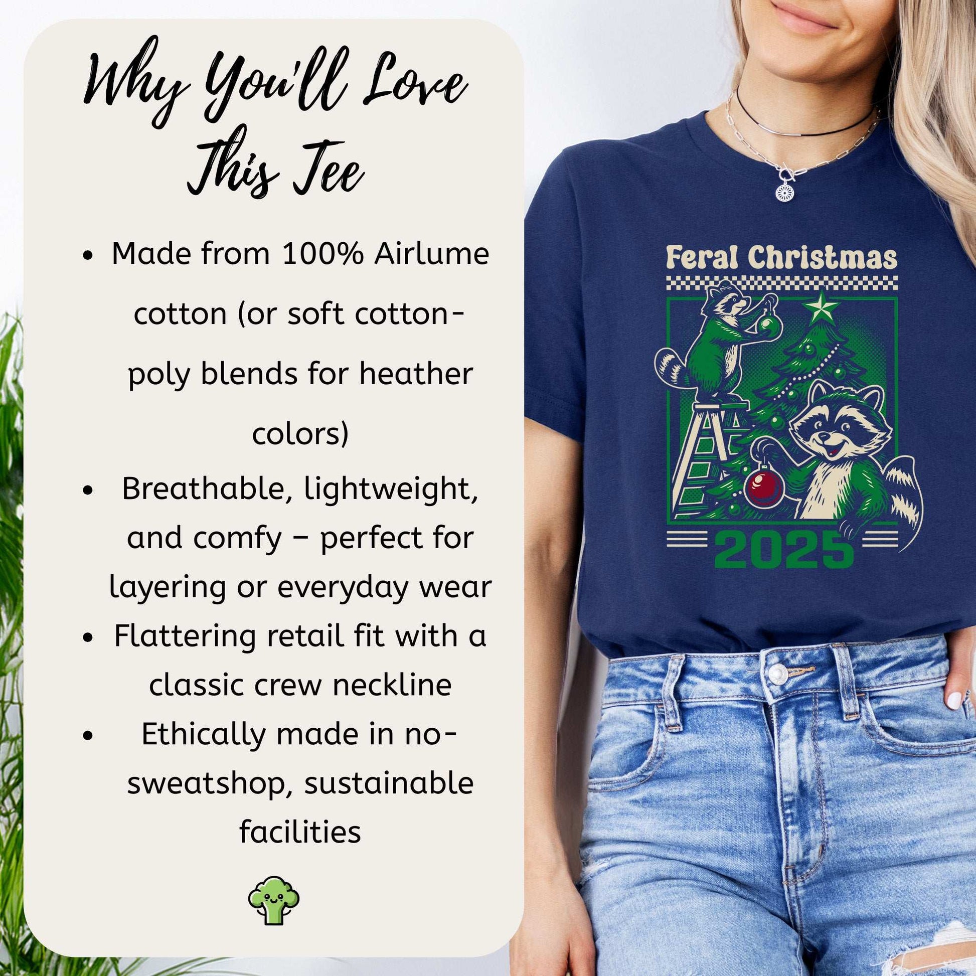 Feral Christmas Raccoon T-Shirt – Cute Chaos Holiday Tree Tee