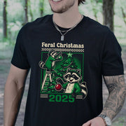 Feral Christmas Raccoon T-Shirt – Cute Chaos Holiday Tree Tee