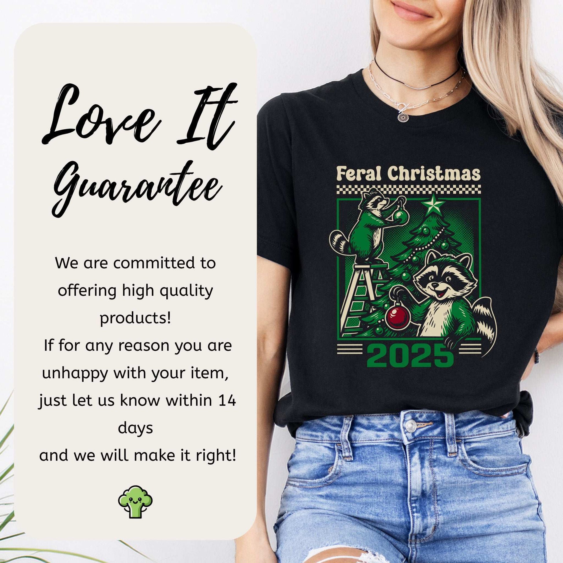 Feral Christmas Raccoon T-Shirt – Cute Chaos Holiday Tree Tee