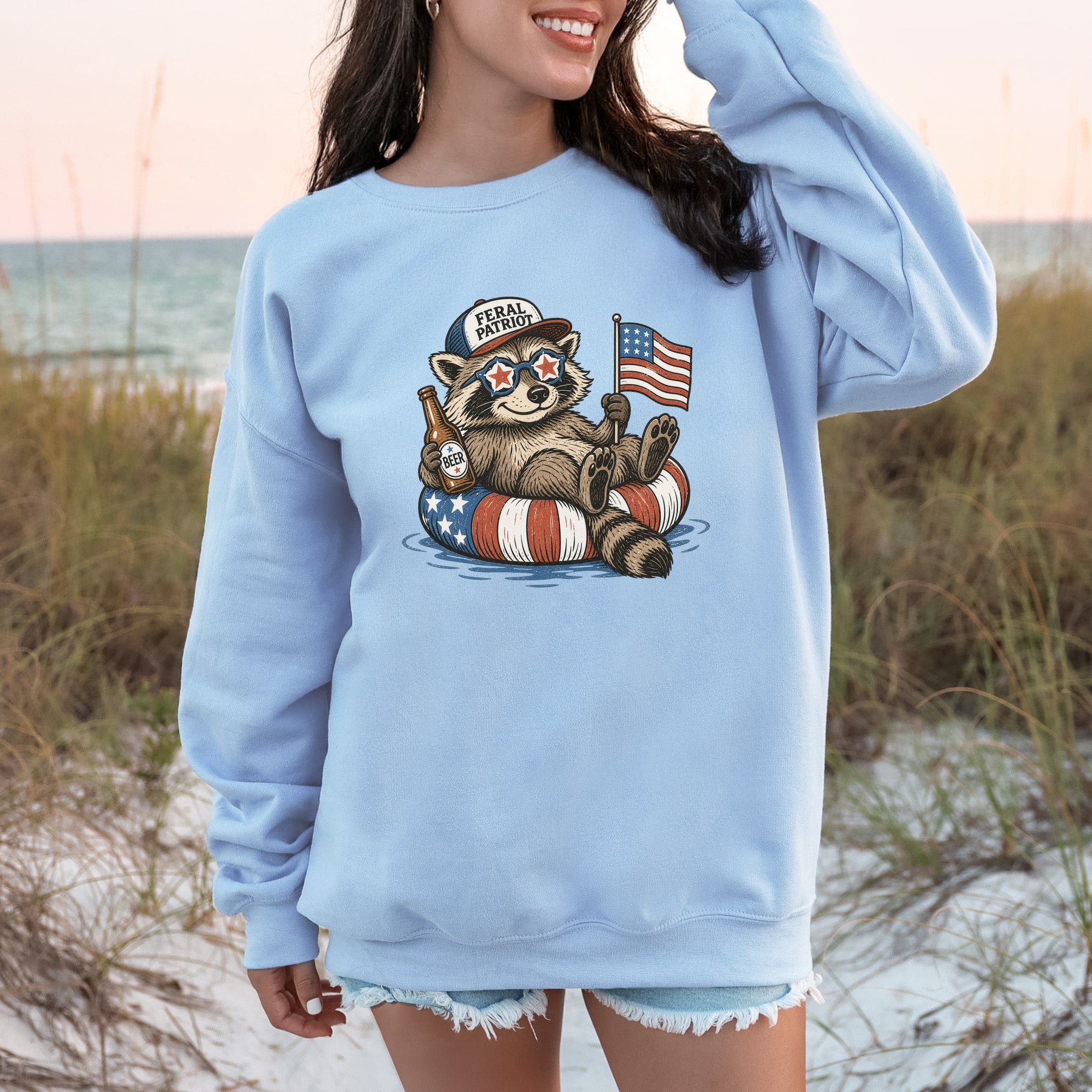 Feral Patriot Raccoon 4th of July Funny Americana Sweatshirt