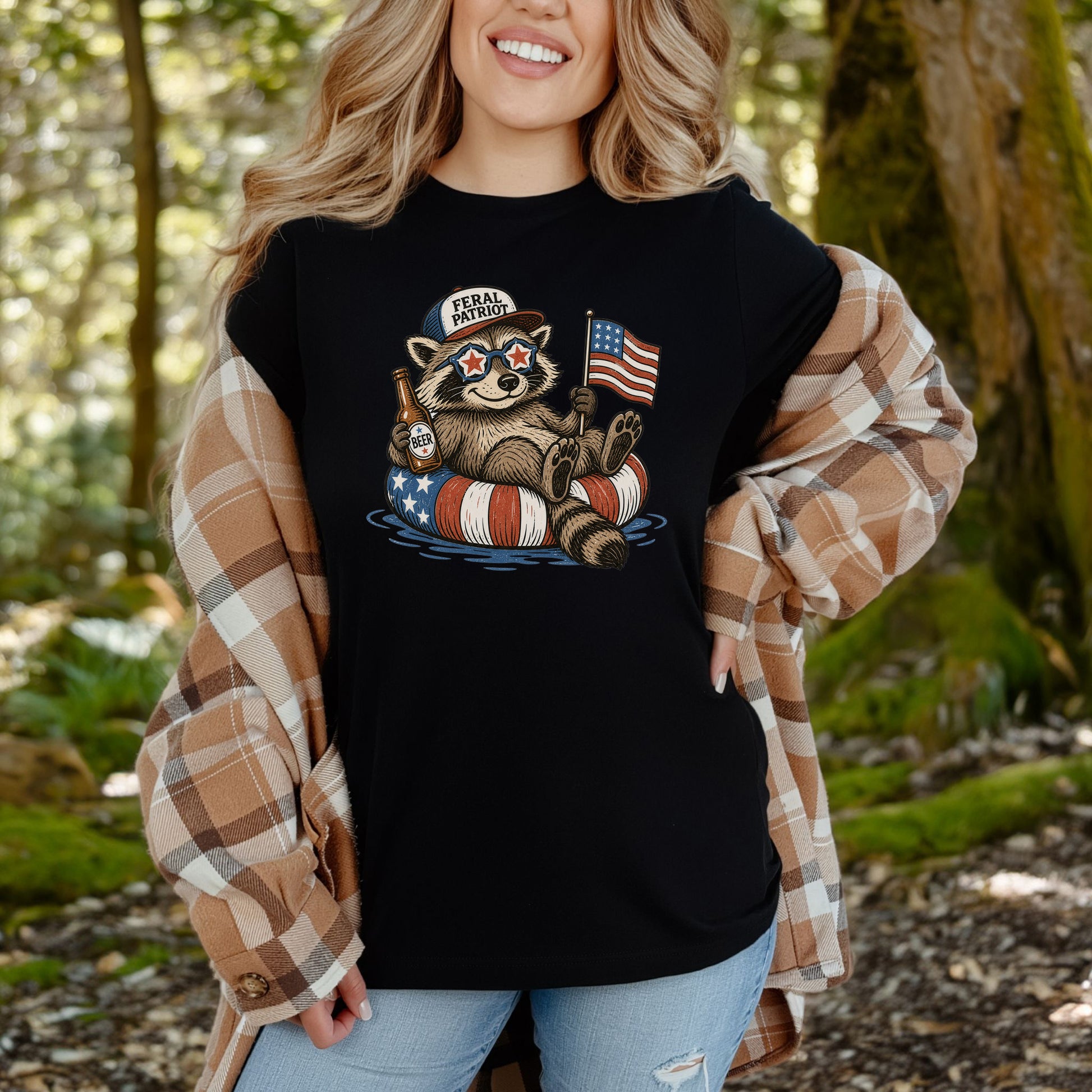 Feral Patriot Raccoon 4th of July Funny Americana T-Shirt