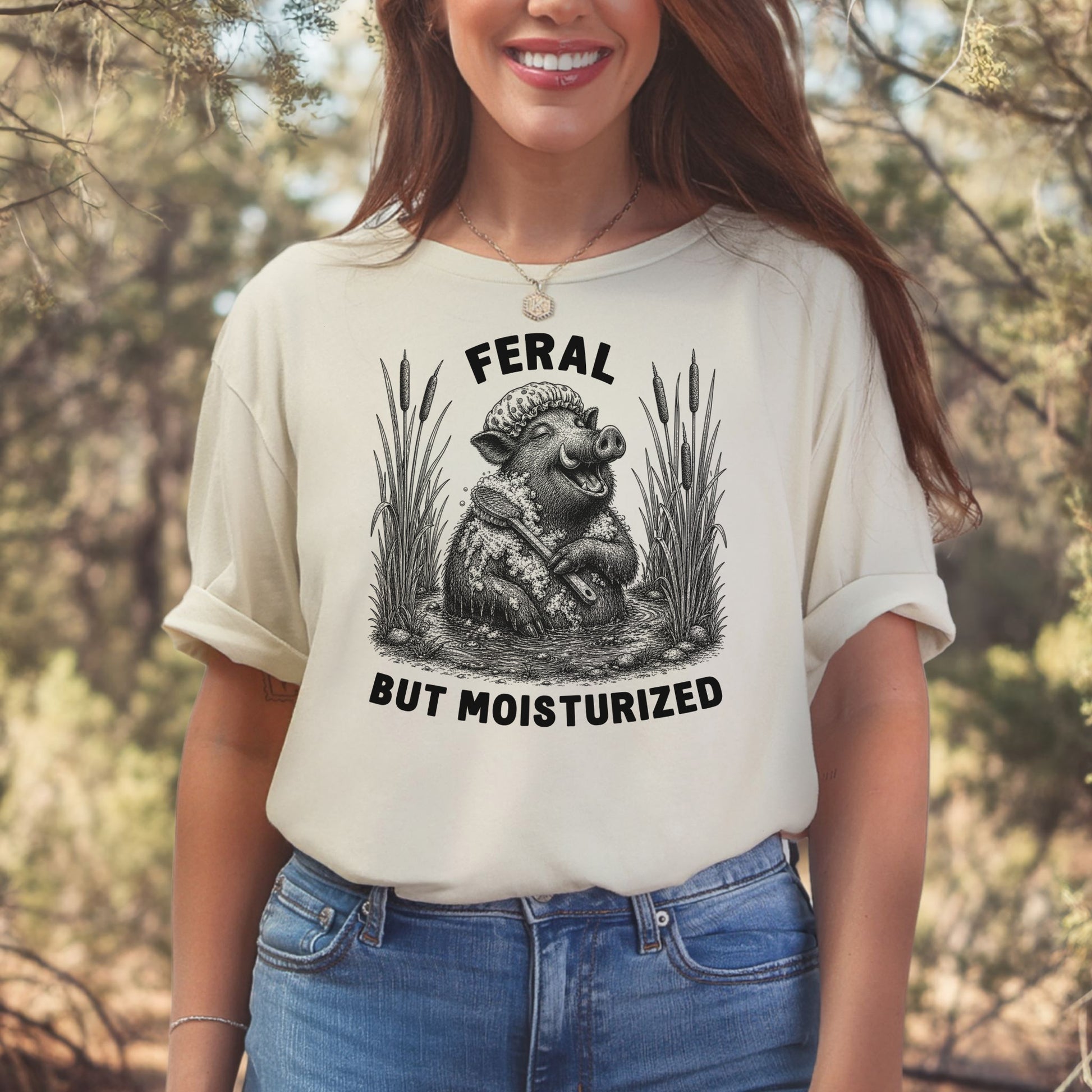 Feral But Moisturized Wild Boar Forest Animal Funny Spa Lover Gift T-Shirt