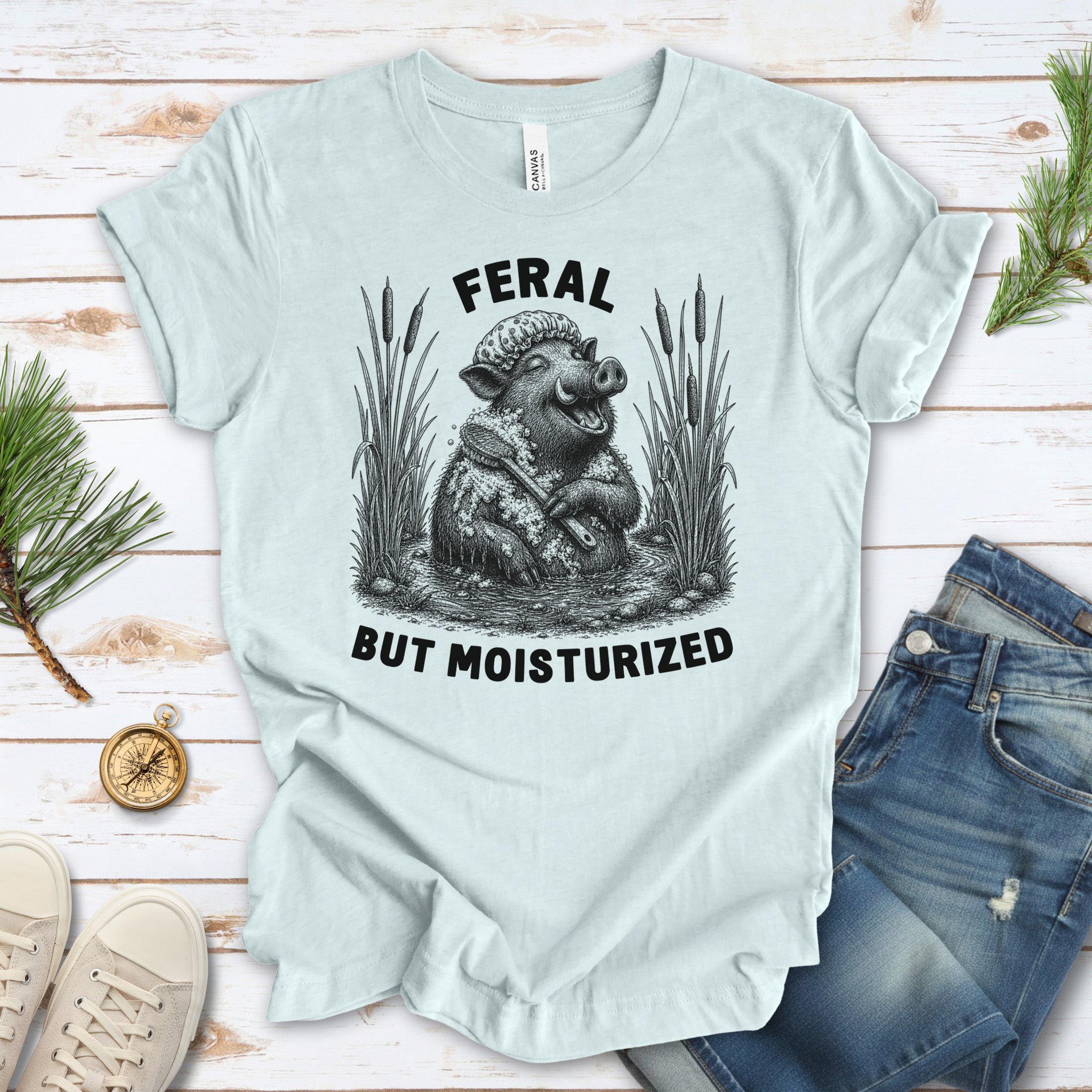 Feral But Moisturized Wild Boar Forest Animal Funny Spa Lover Gift T-Shirt