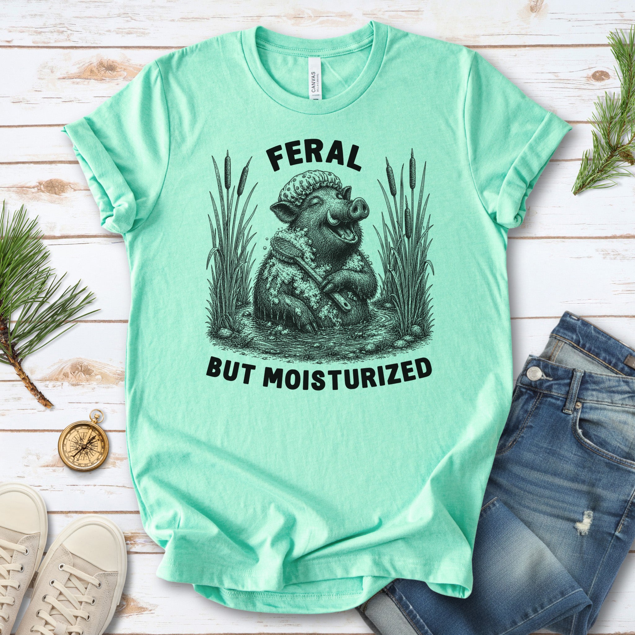 Feral But Moisturized Wild Boar Forest Animal Funny Spa Lover Gift T-Shirt