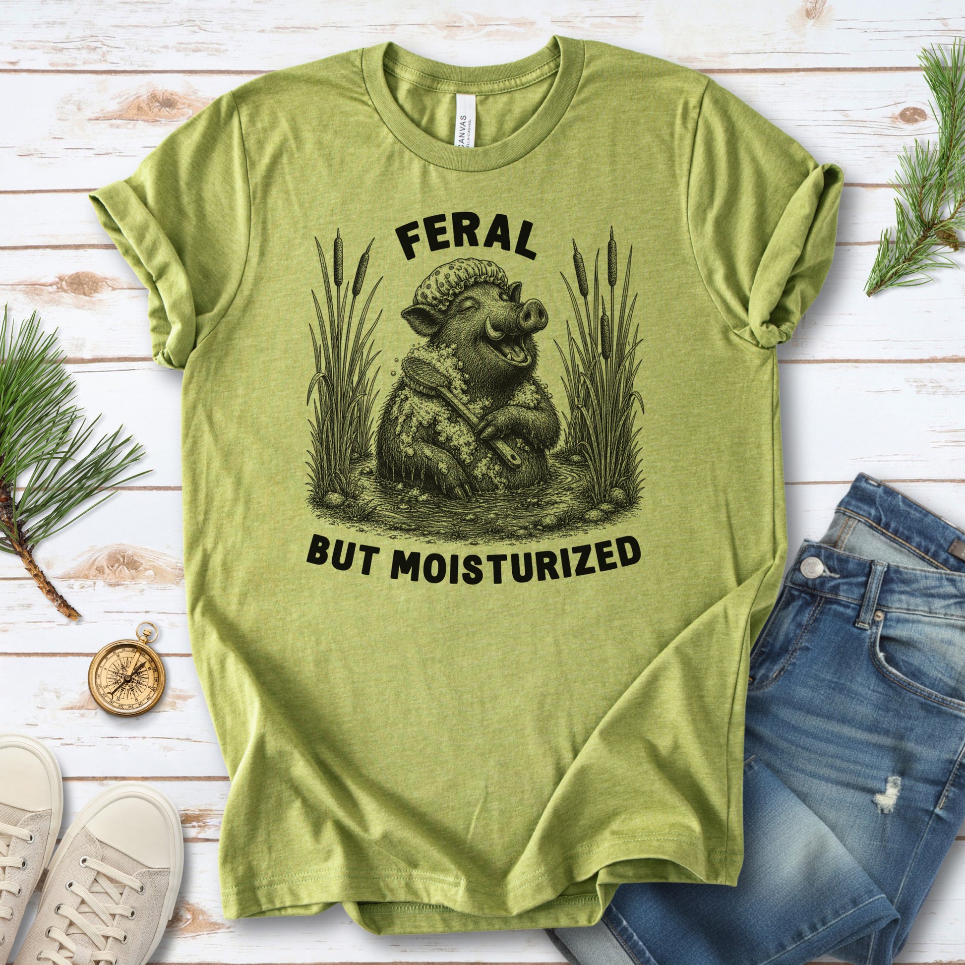 Feral But Moisturized Wild Boar Forest Animal Funny Spa Lover Gift T-Shirt