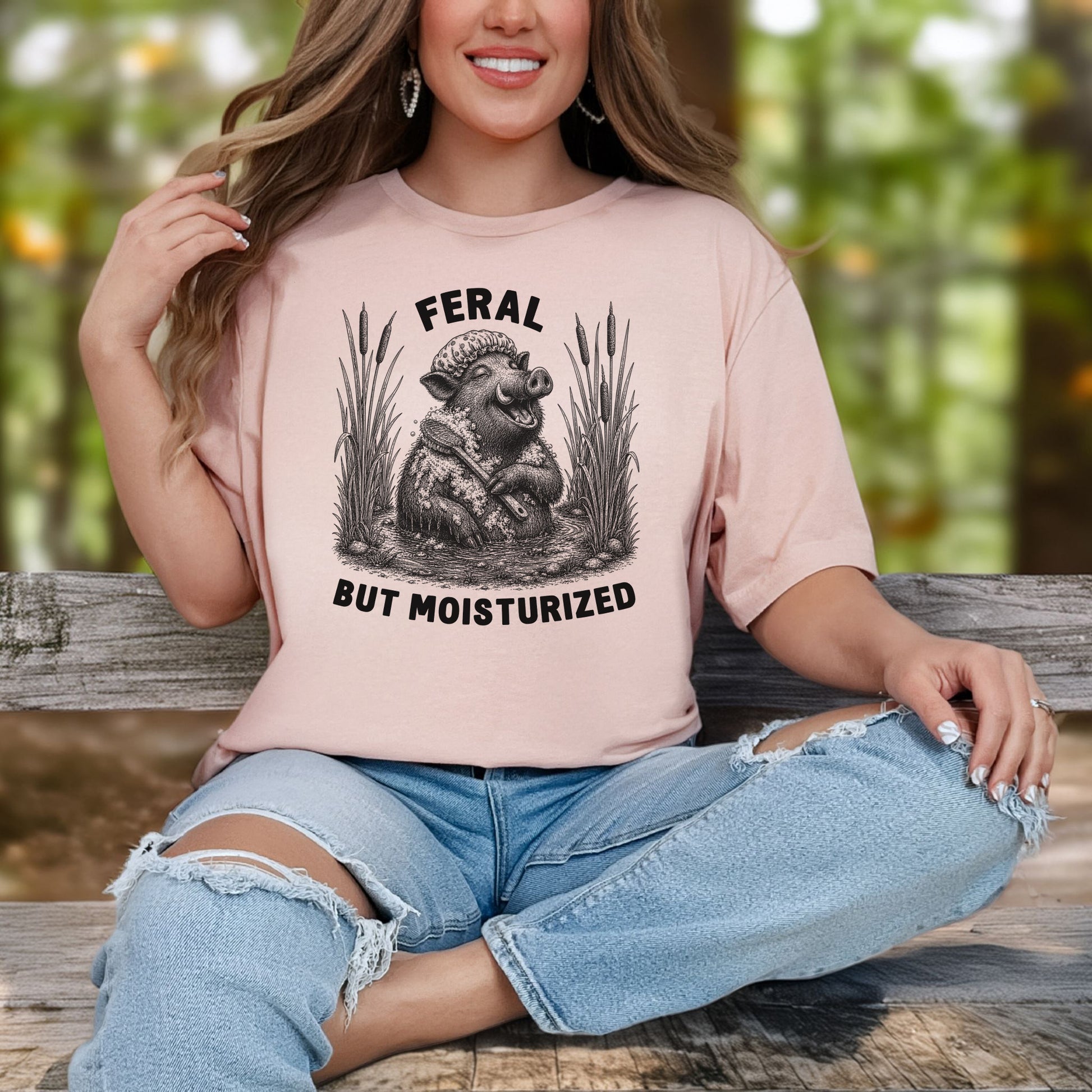 Feral But Moisturized Wild Boar Forest Animal Funny Spa Lover Gift T-Shirt