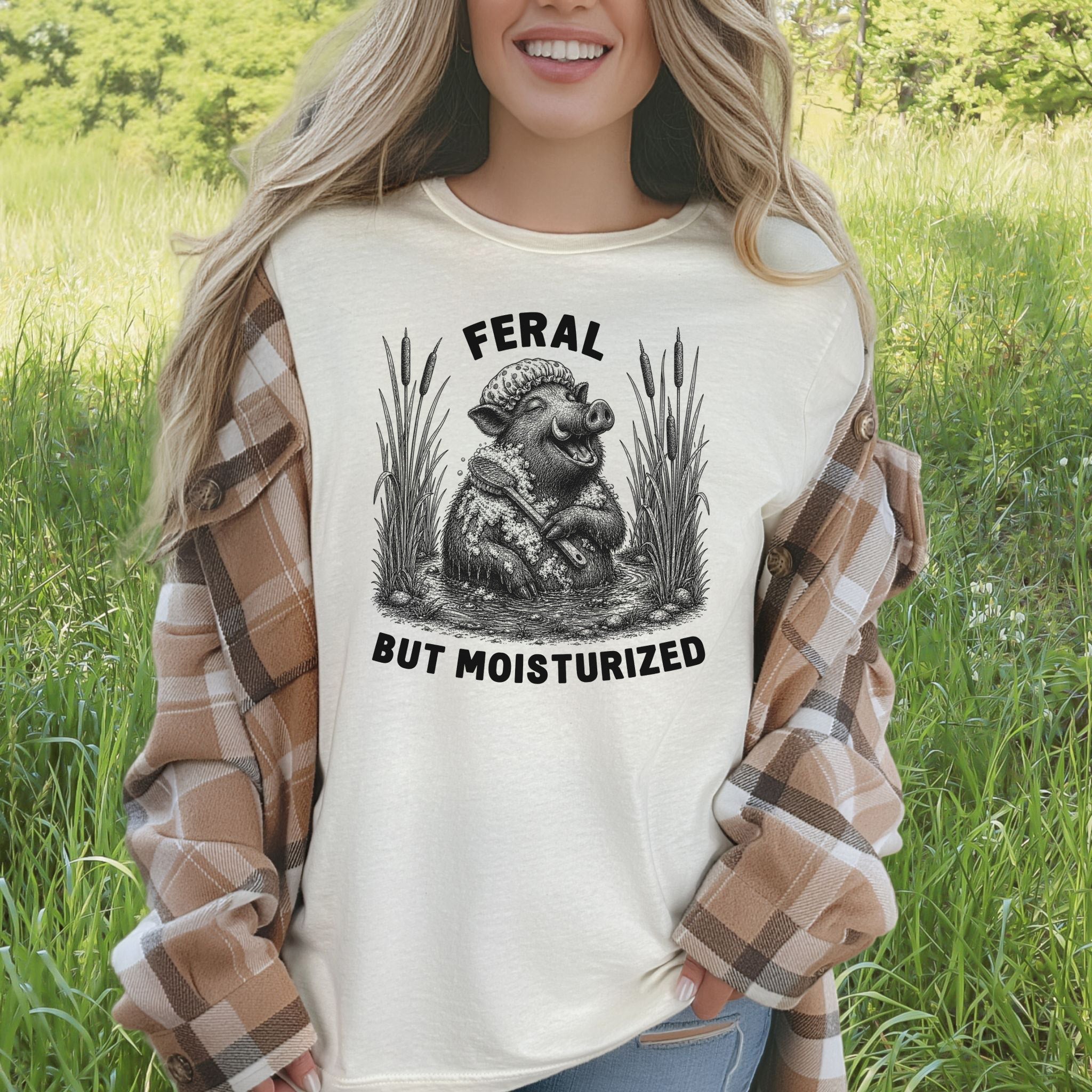 Feral But Moisturized Wild Boar Forest Animal Funny Spa Lover Gift T-Shirt