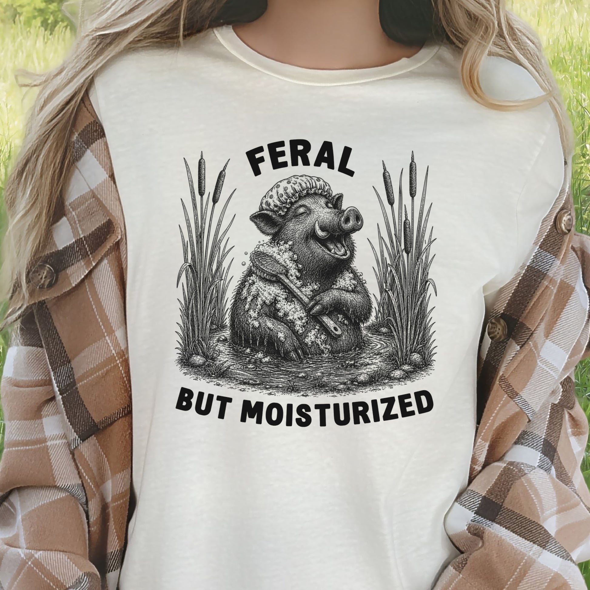 Feral But Moisturized Wild Boar Forest Animal Funny Spa Lover Gift T-Shirt