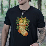 Festive Stocking Friends T-Shirt – Cute Frog & Chick Christmas Tee