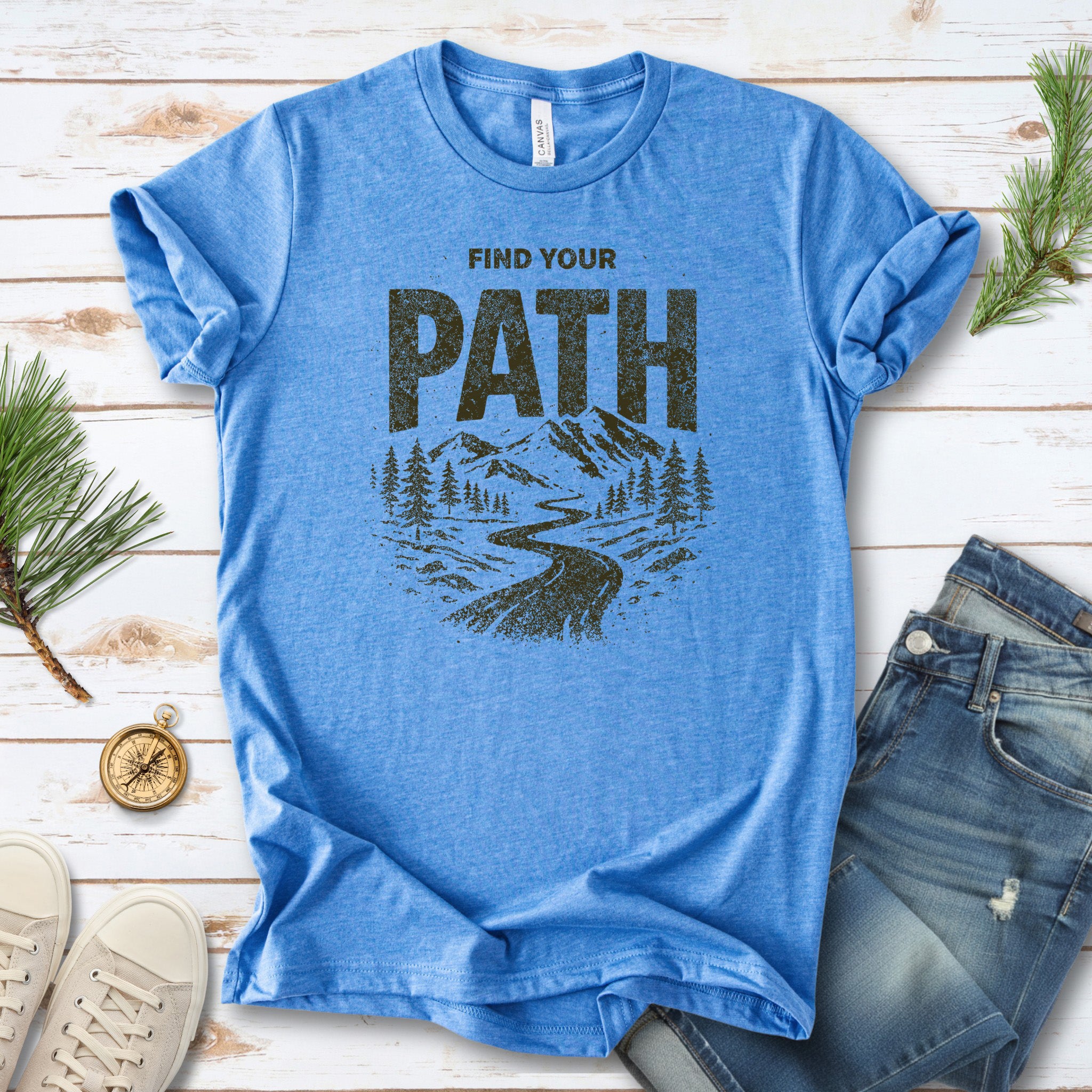 Find Your Path Mountain Forest Adventure Hiking T-Shirt