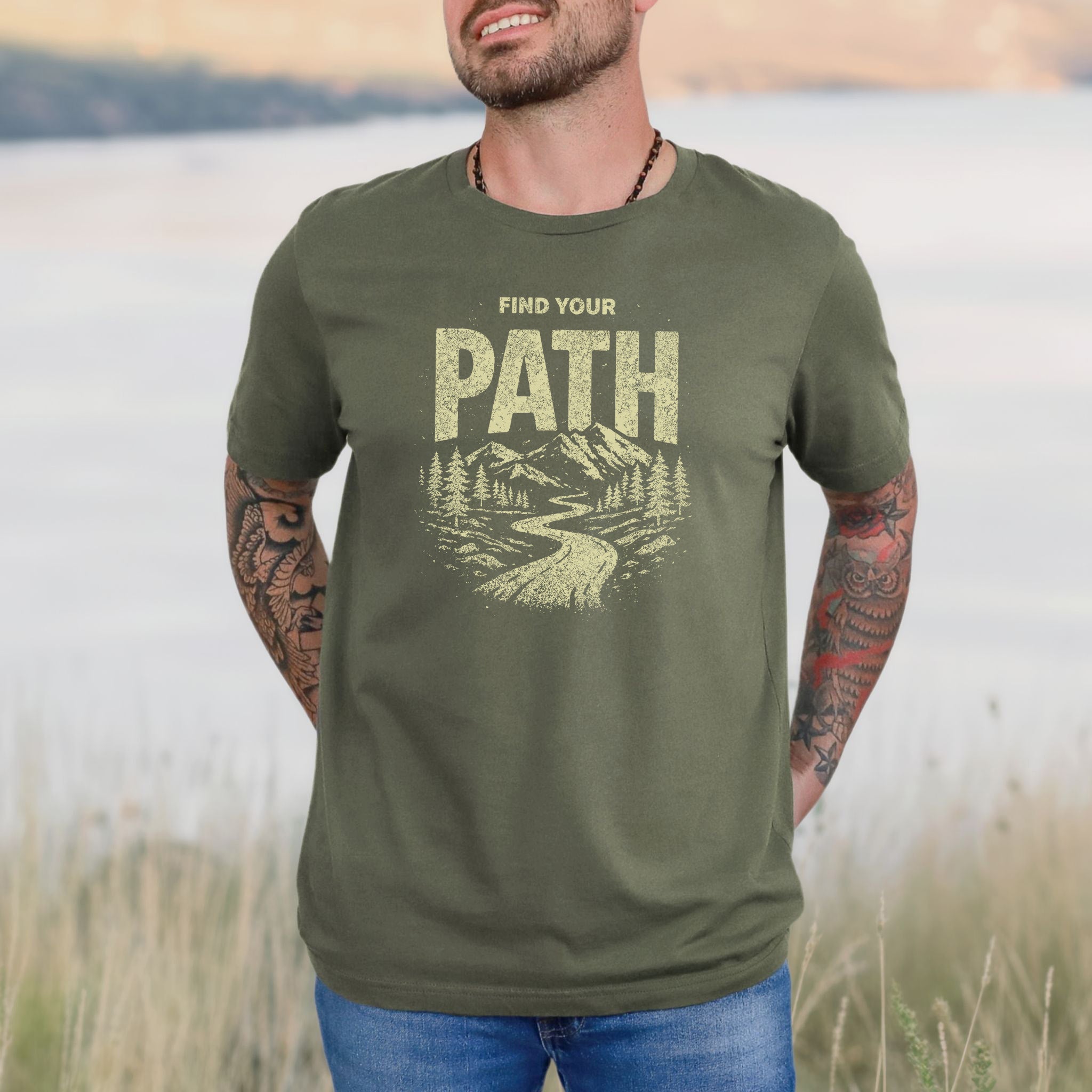 Find Your Path Mountain Forest Adventure Hiking T-Shirt