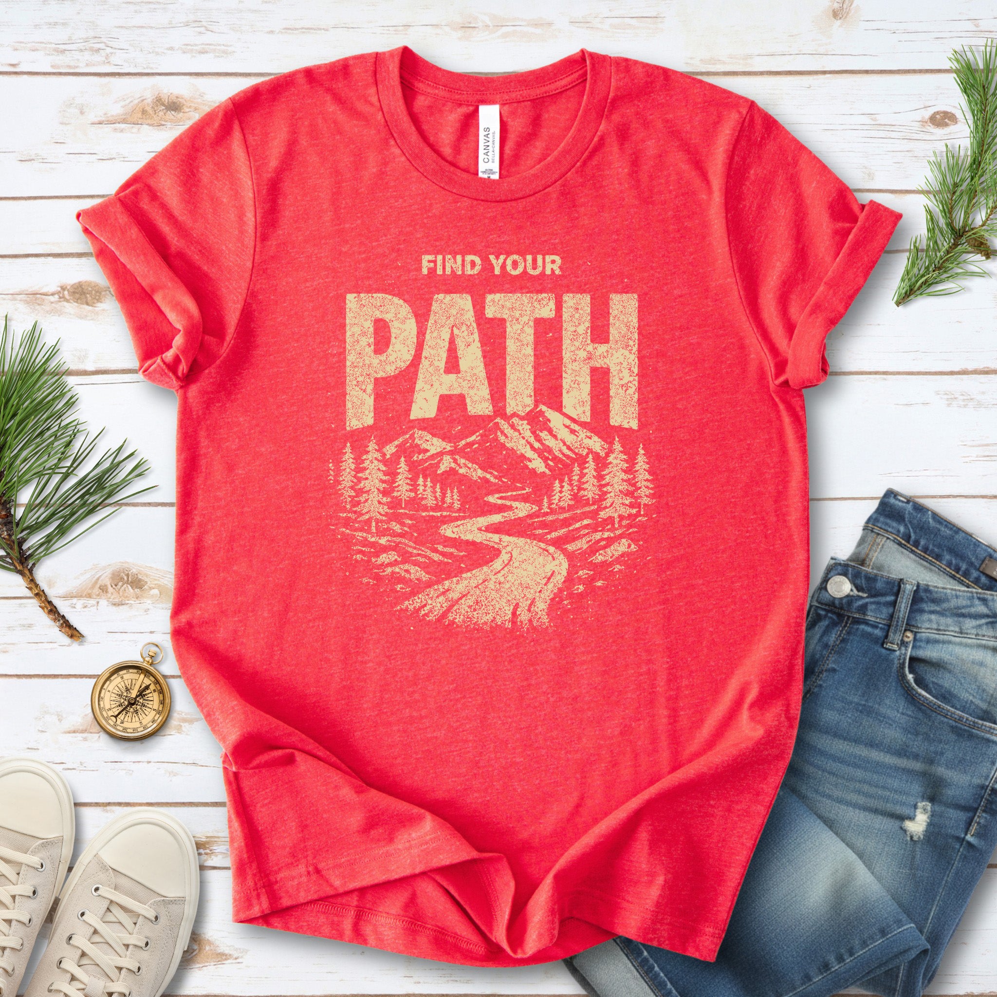 Find Your Path Mountain Forest Adventure Hiking T-Shirt