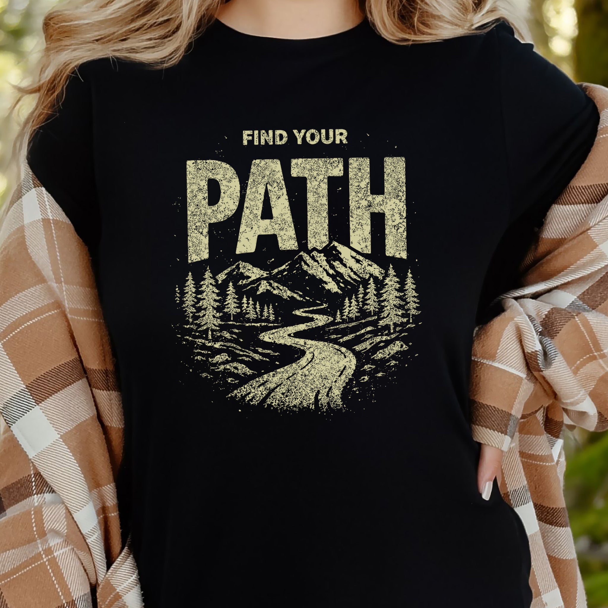 Find Your Path Mountain Forest Adventure Hiking T-Shirt