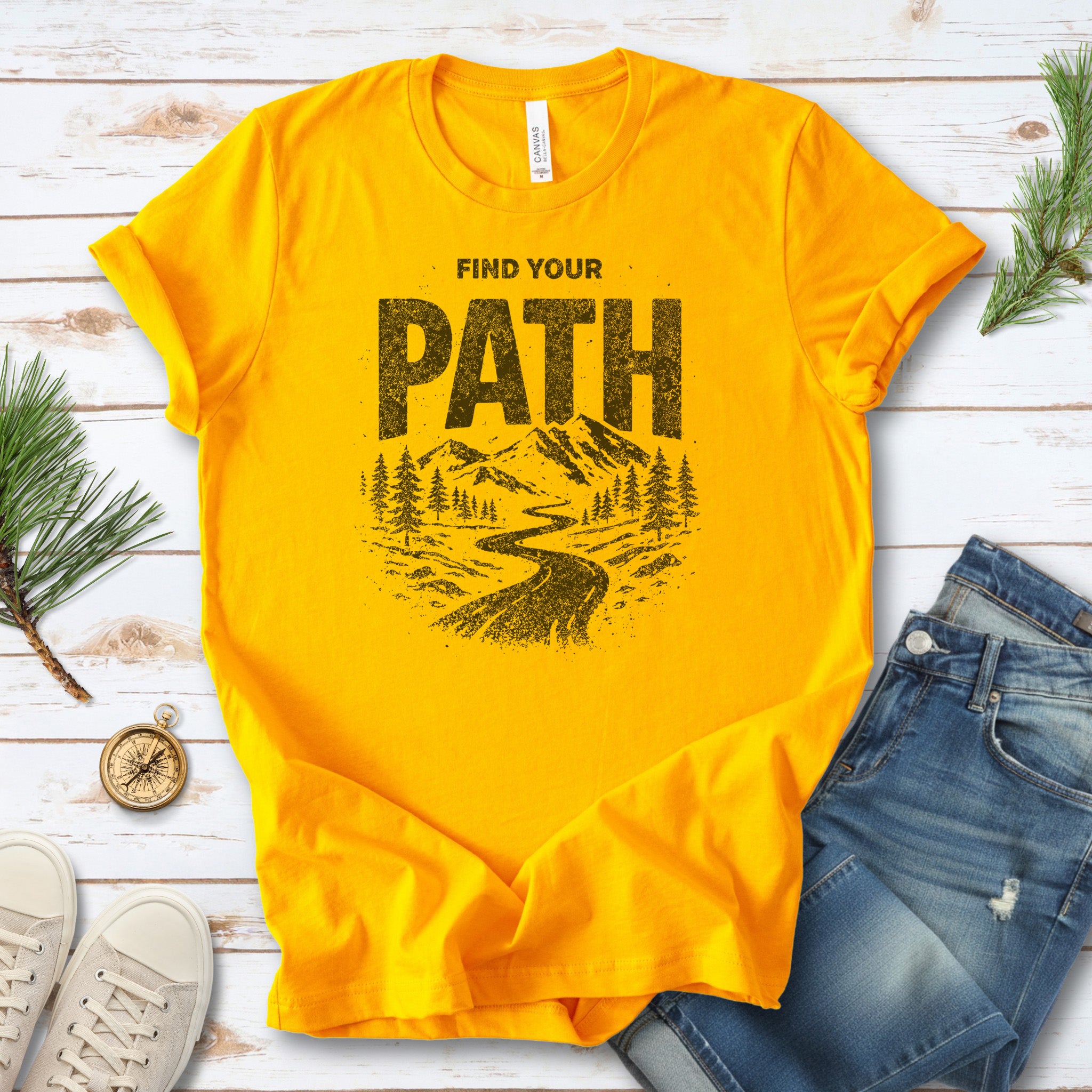 Find Your Path Mountain Forest Adventure Hiking T-Shirt