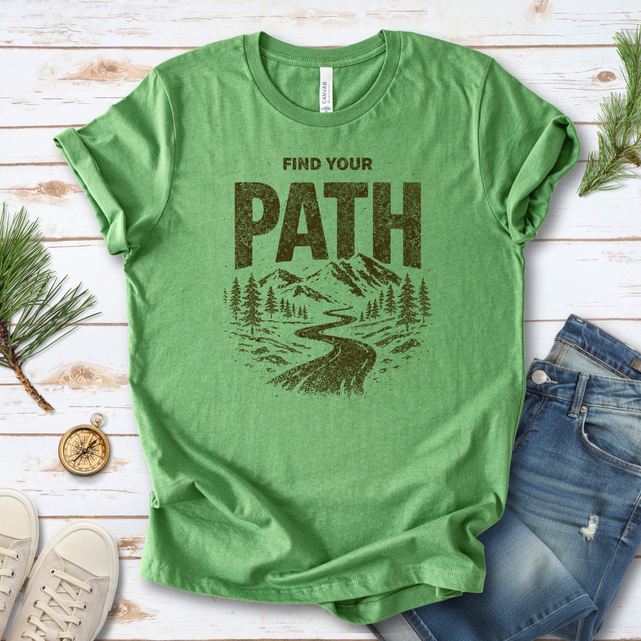 Find Your Path Mountain Forest Adventure Hiking T-Shirt