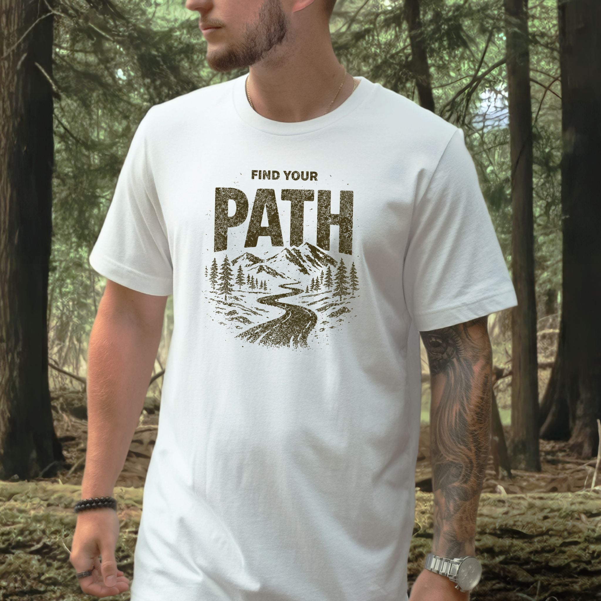 Find Your Path Mountain Forest Adventure Hiking T-Shirt