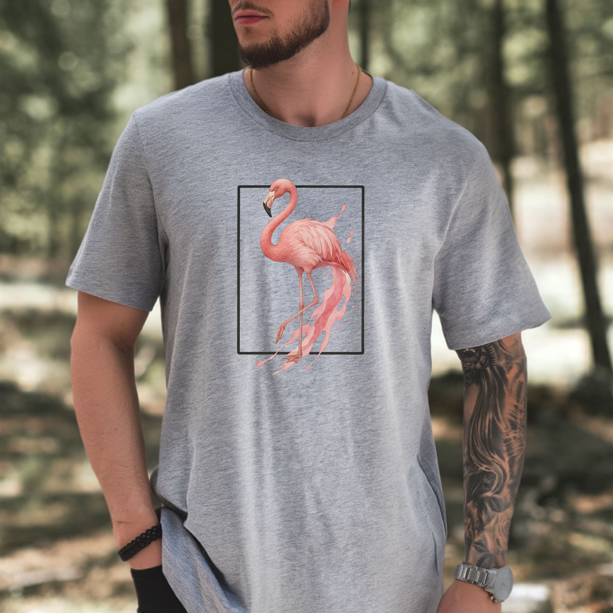 Flamingo Watercolor Style T-Shirt – Tropical Pink Paradise Vibes