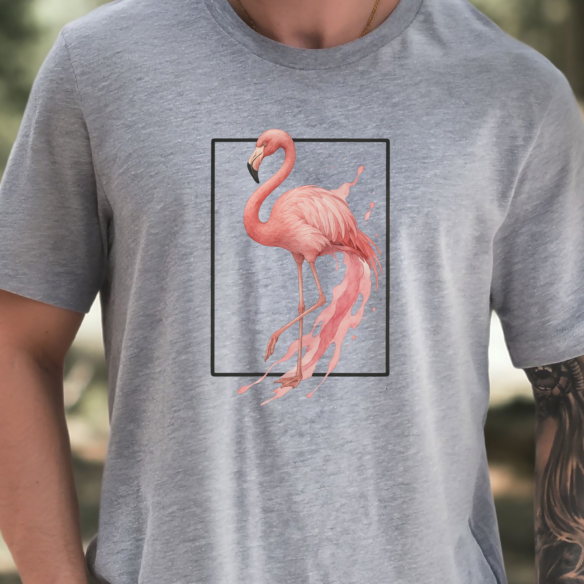 Flamingo Watercolor Style T-Shirt – Tropical Pink Paradise Vibes