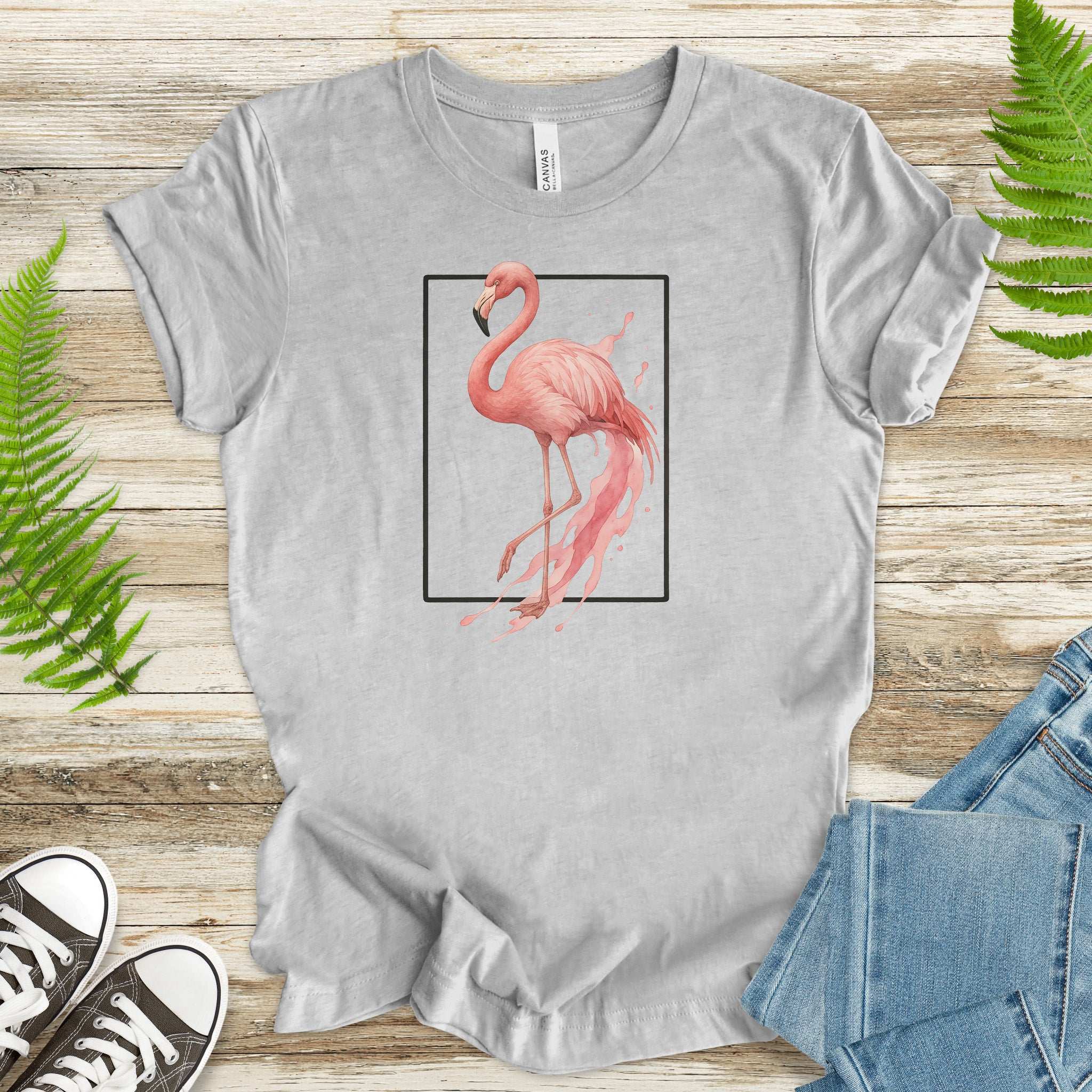 Flamingo Watercolor Style T-Shirt – Tropical Pink Paradise Vibes