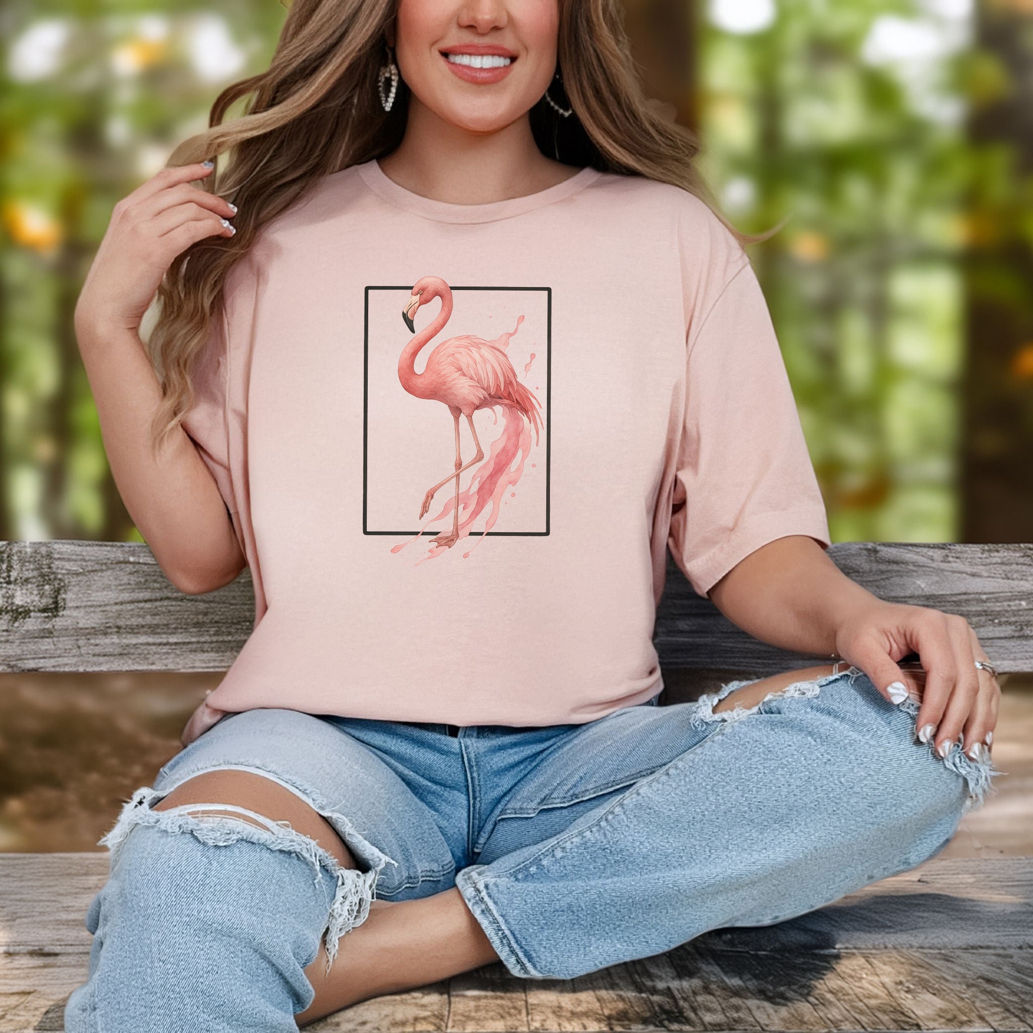 Flamingo Watercolor Style T-Shirt – Tropical Pink Paradise Vibes