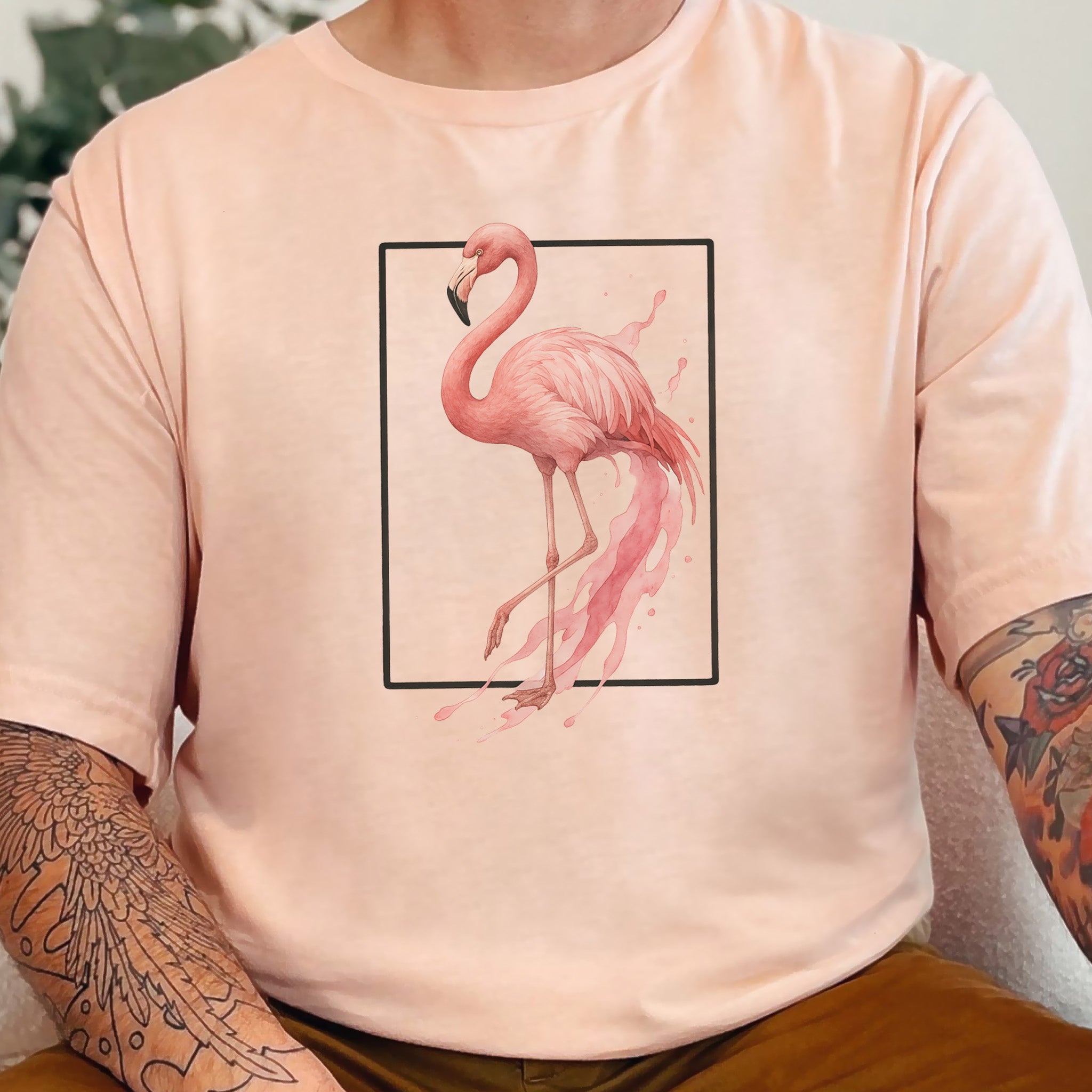 Flamingo Watercolor Style T-Shirt – Tropical Pink Paradise Vibes