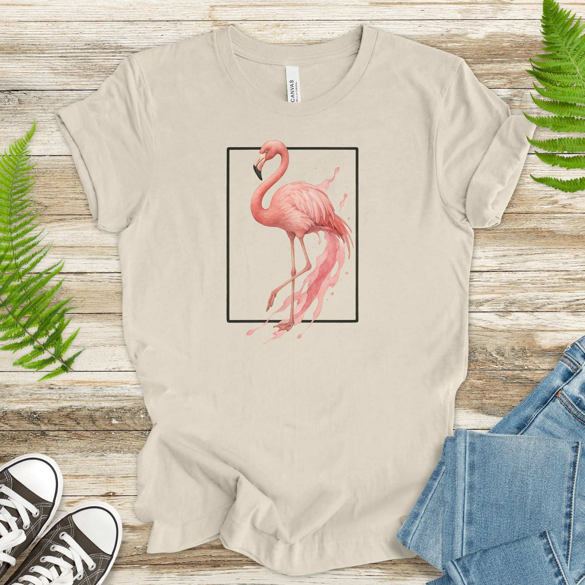Flamingo Watercolor Style T-Shirt – Tropical Pink Paradise Vibes