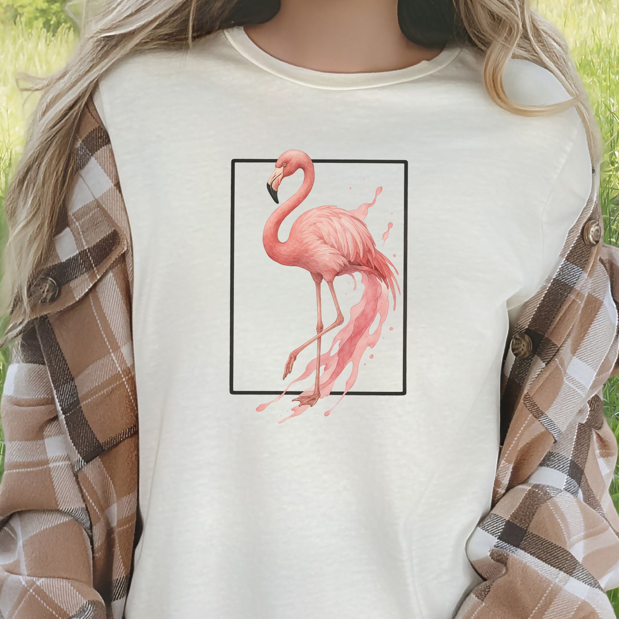 Flamingo Watercolor Style T-Shirt – Tropical Pink Paradise Vibes