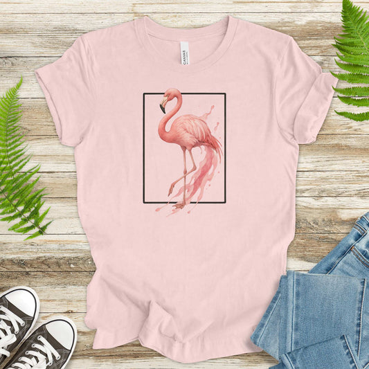 Flamingo Watercolor Style T-Shirt – Tropical Pink Paradise Vibes