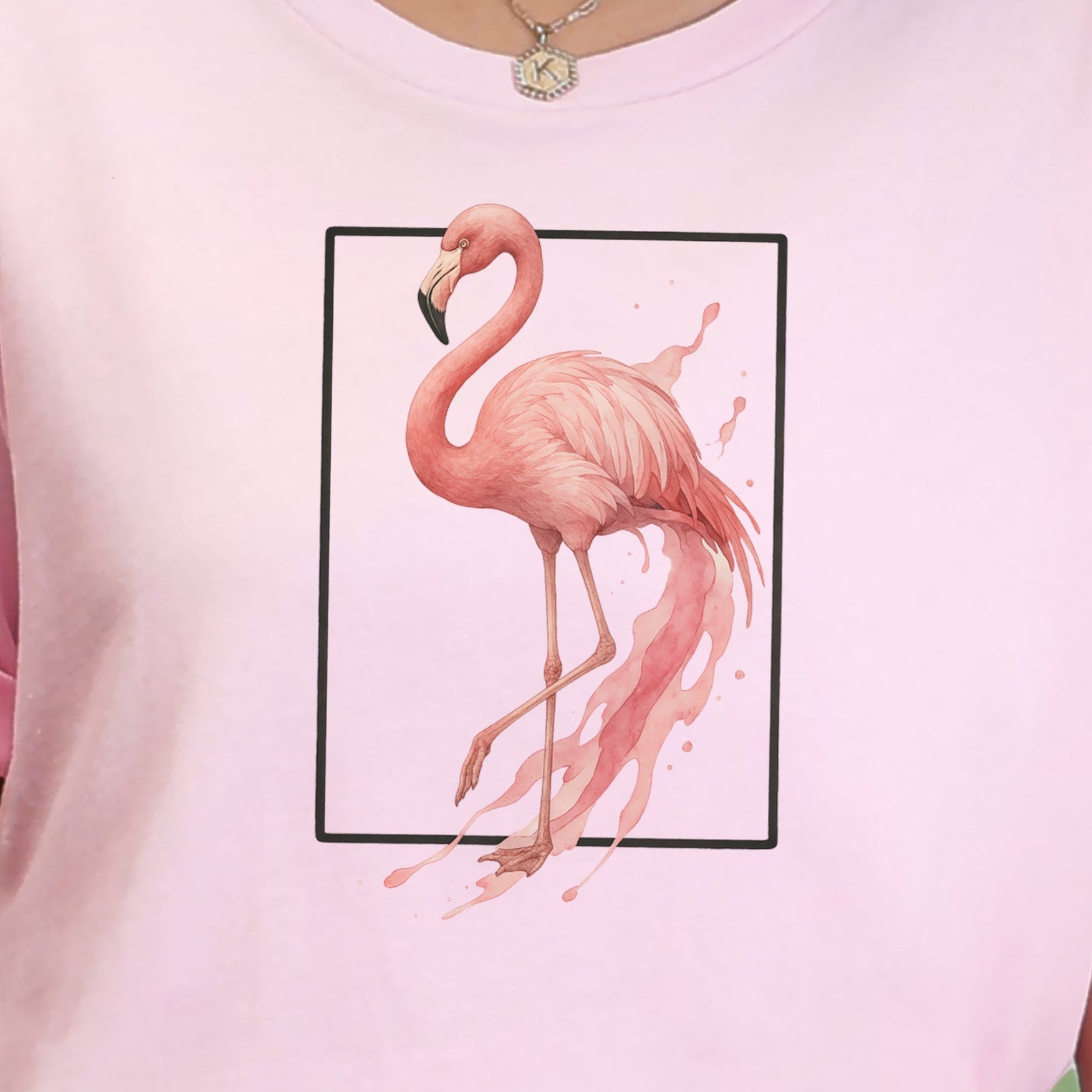 Flamingo Watercolor Style T-Shirt – Tropical Pink Paradise Vibes