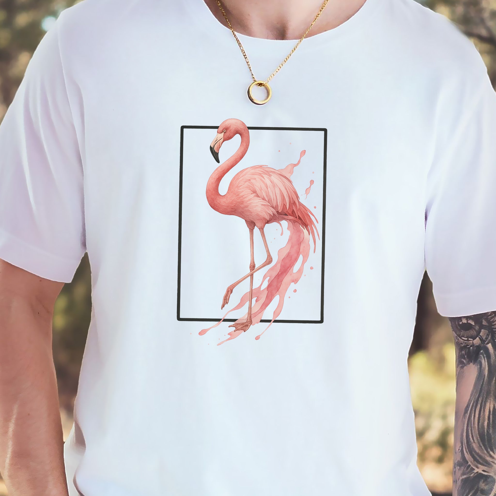 Flamingo Watercolor Style T-Shirt – Tropical Pink Paradise Vibes