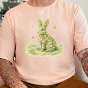 Floral Bunny Garden T-Shirt Botanical Rabbit Butterfly Spring Gift Tee