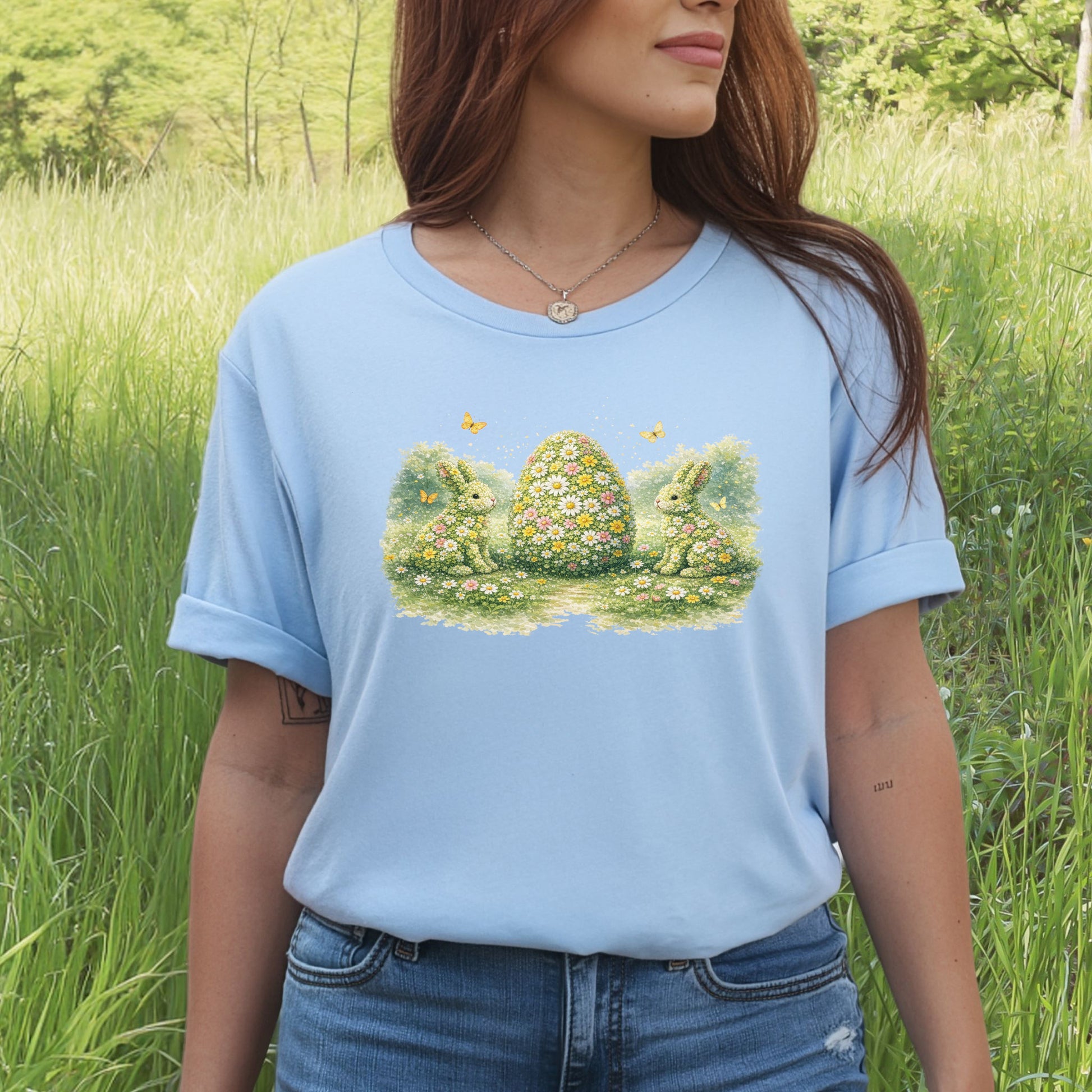 Floral Easter Trio T-Shirt Botanical Bunny Egg Hunt Spring Gift