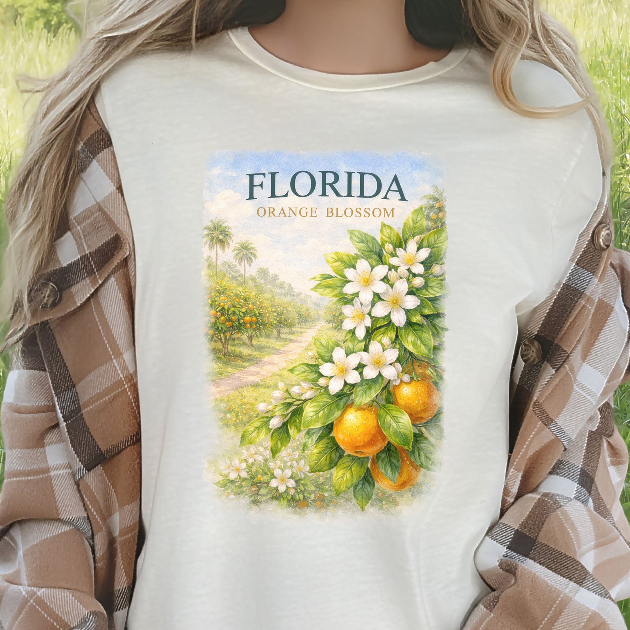 Florida Orange Blossom Botanical Sunshine State Vintage T-Shirt