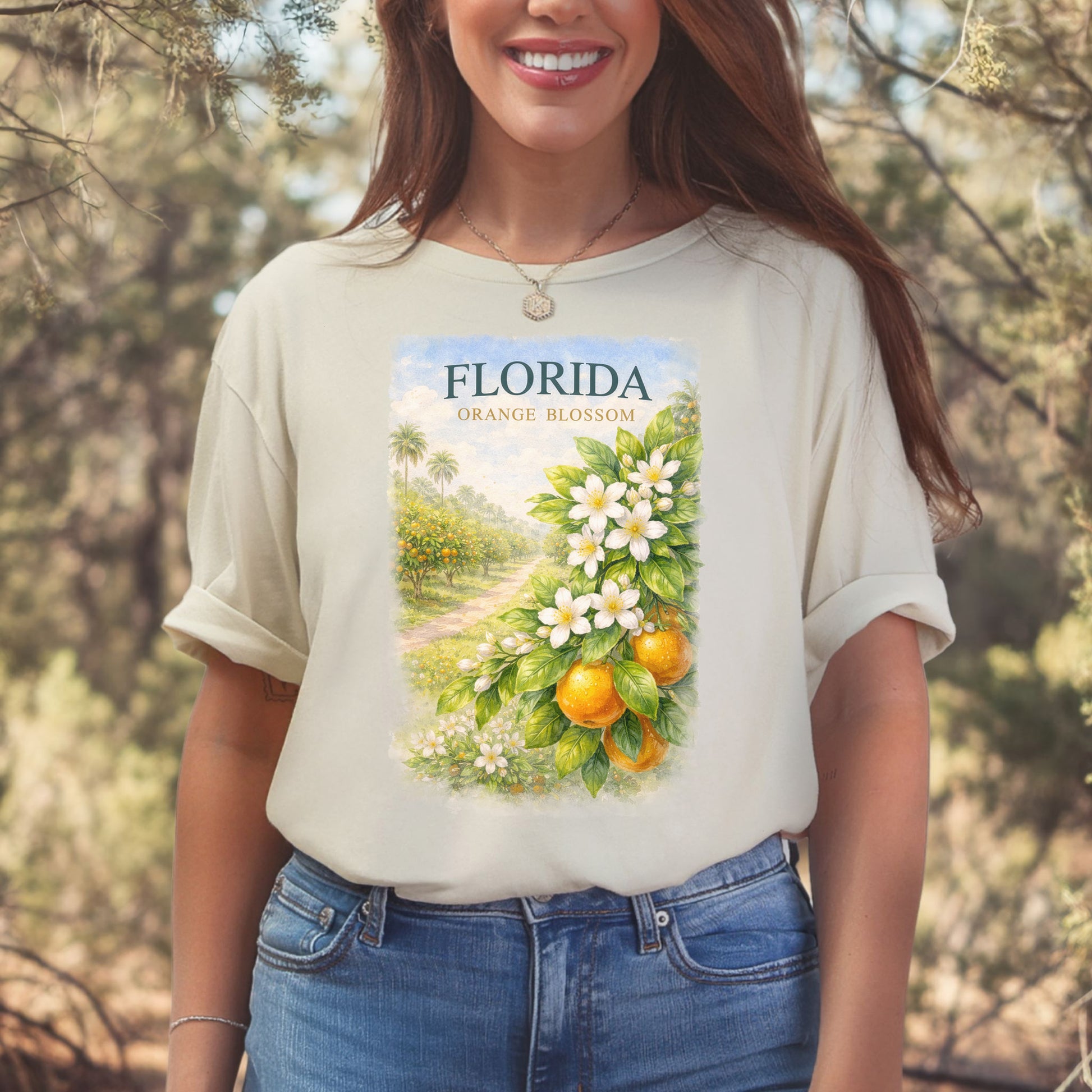 Florida Orange Blossom Botanical Sunshine State Vintage T-Shirt