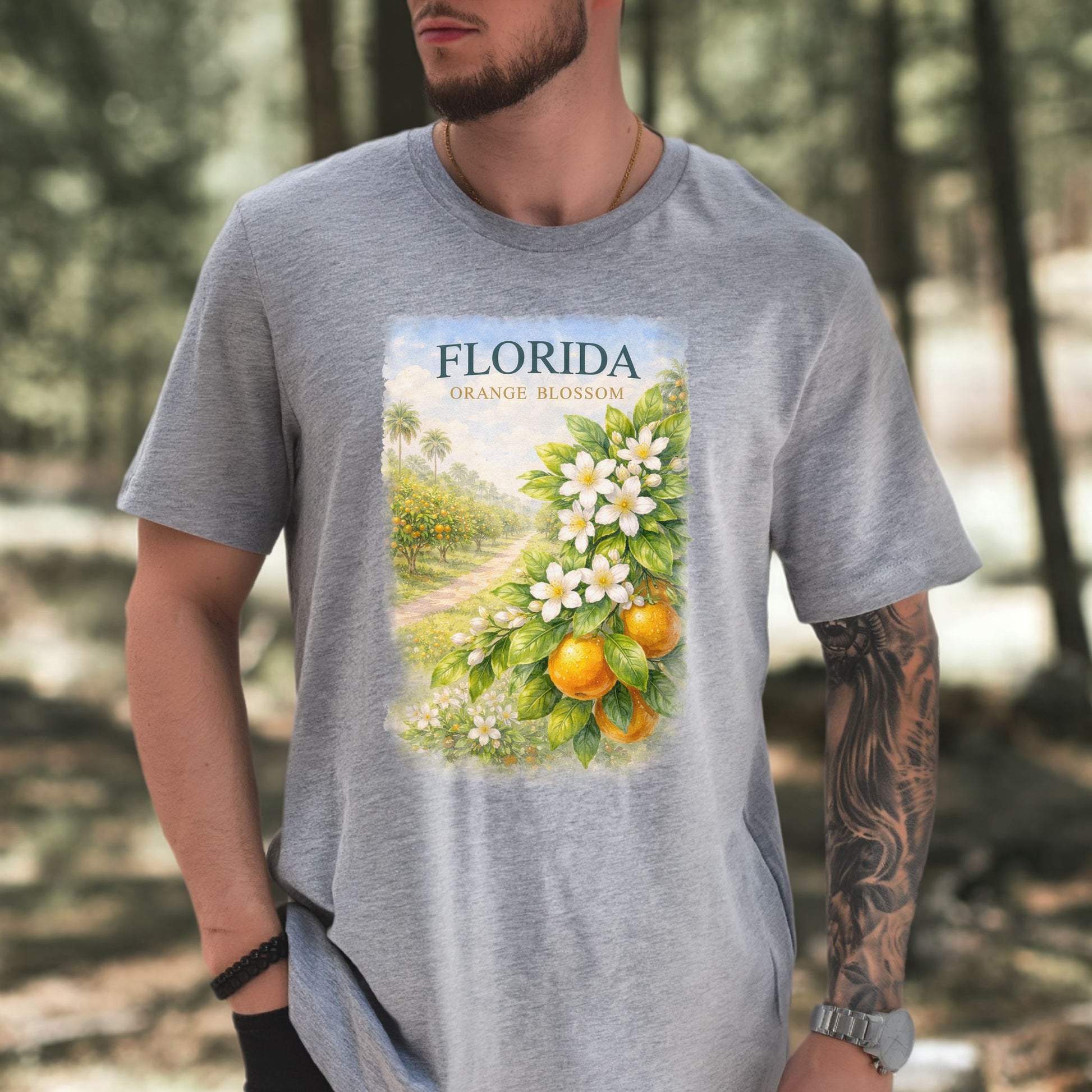 Florida Orange Blossom Botanical Sunshine State Vintage T-Shirt